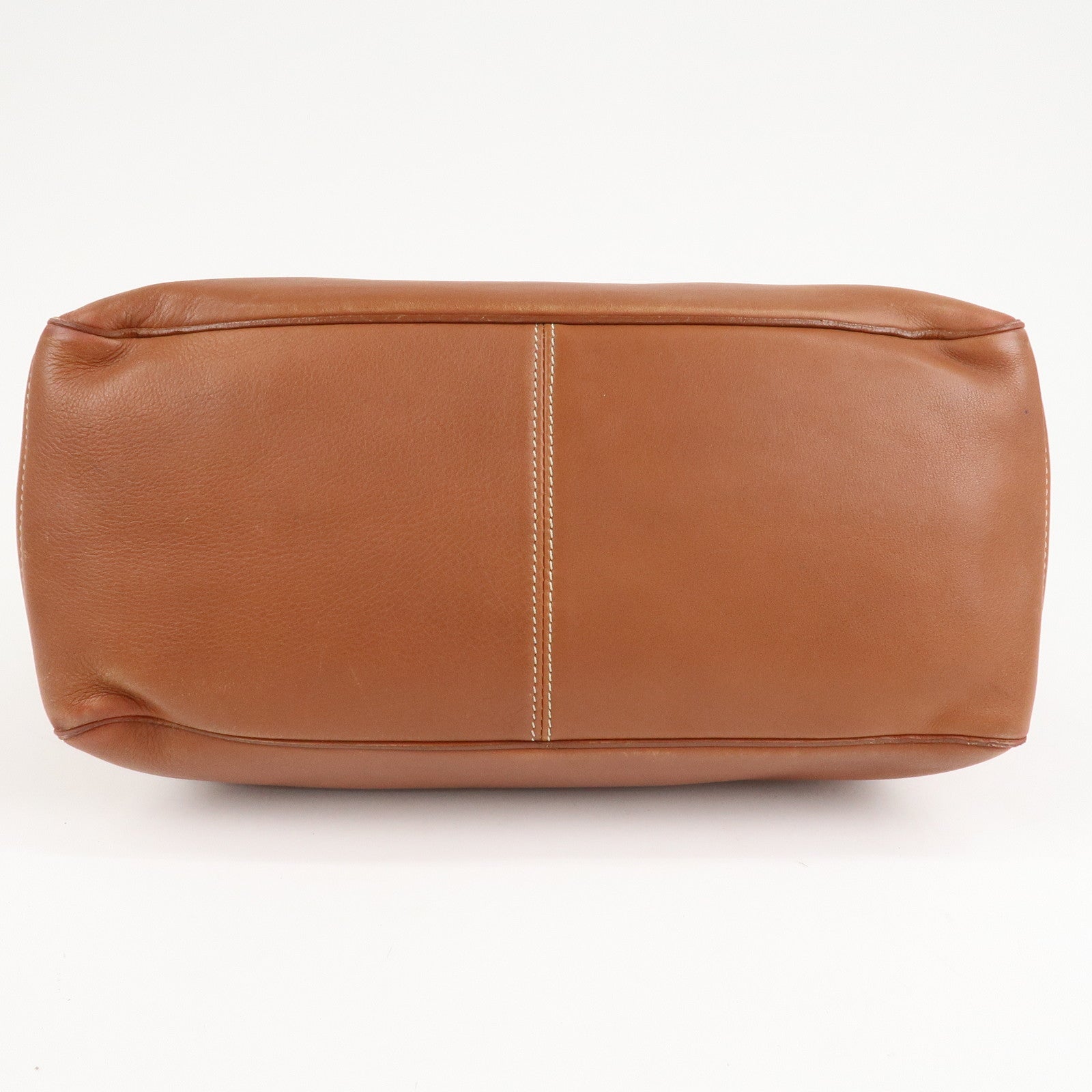 CELINE Leather Triomphe Button Boogie Bag Macadam Engraved Brown Used
