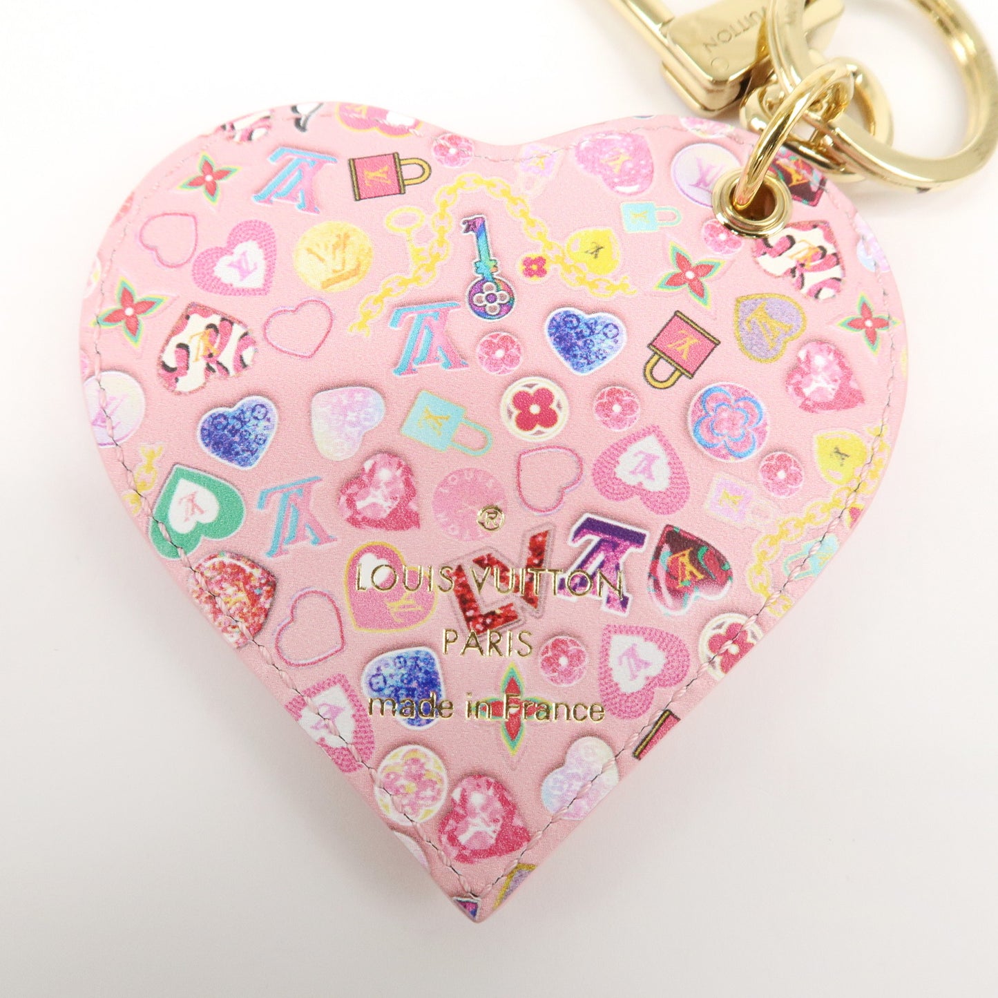 Louis Vuitton Monogram Vernis Porte Cles Love Lock Heart M01164