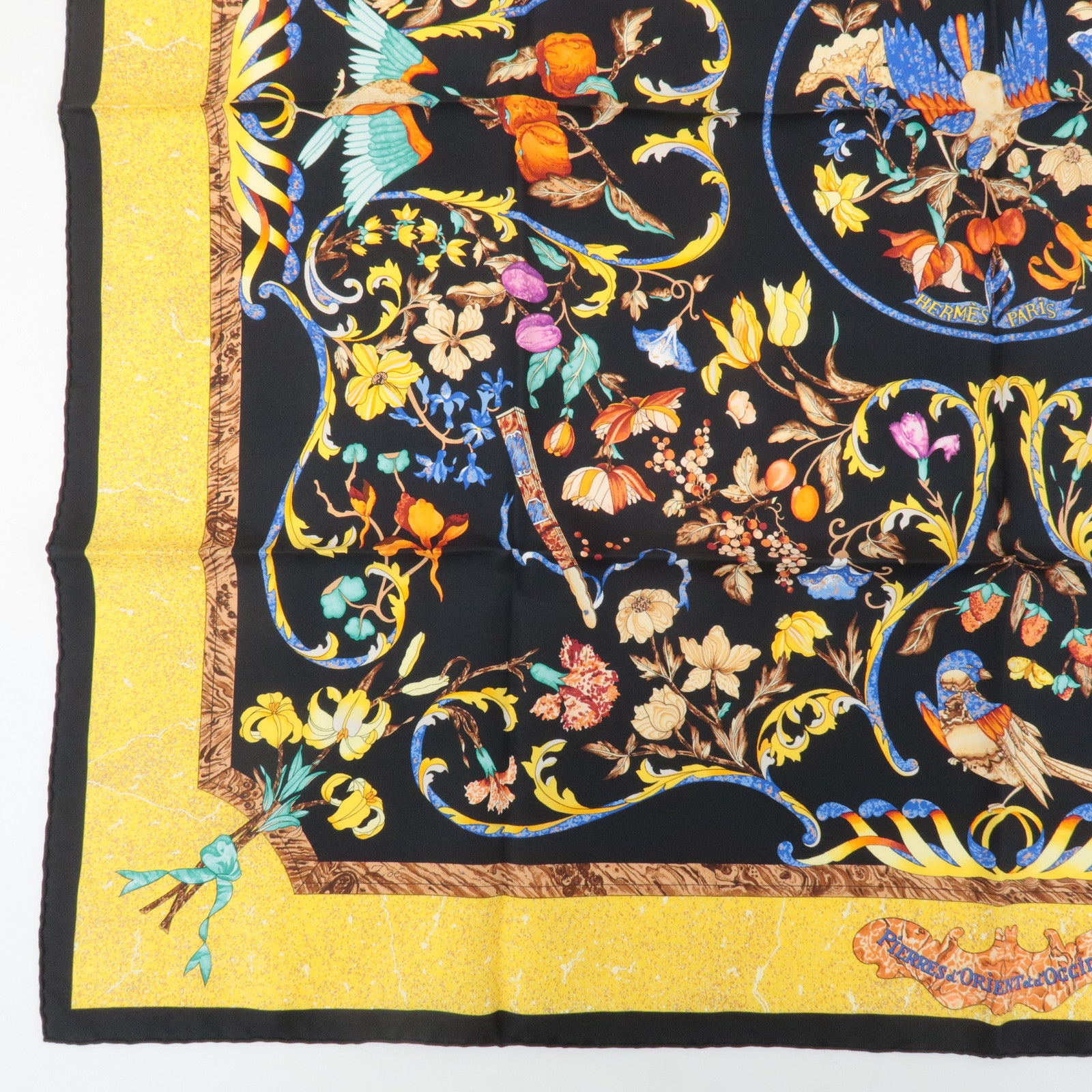 HERMES Carre 90 Silk 100% Scarf PIERRES D ORIENT ET D OCCIDENT Used