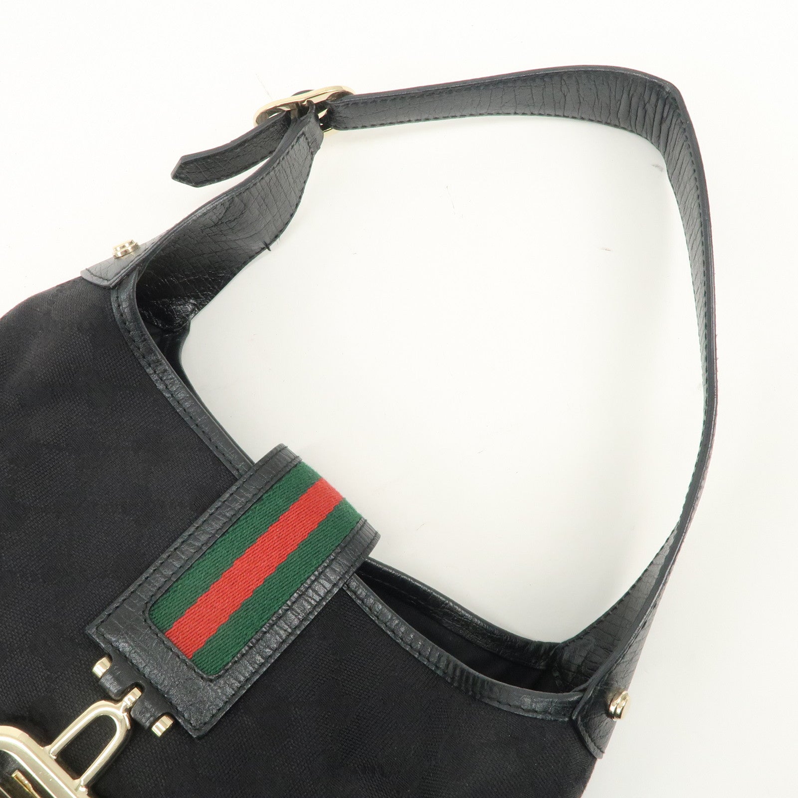 GUCCI Sherry GG Canvas Leather Shoulder Bag Black 130779