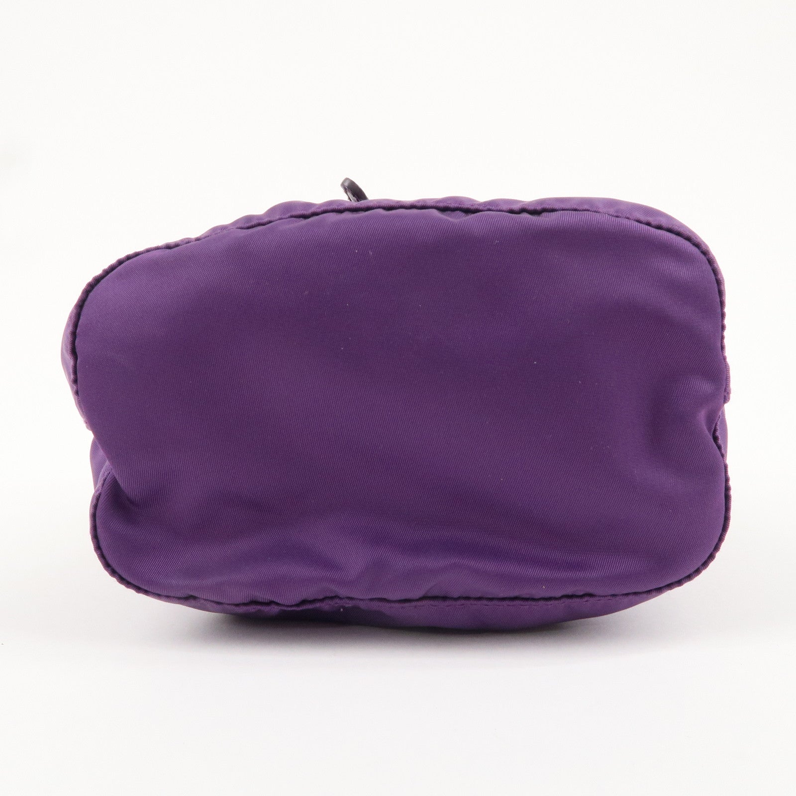 PRADA Nylon Leather Drawstring Pouch Purple 1NA369