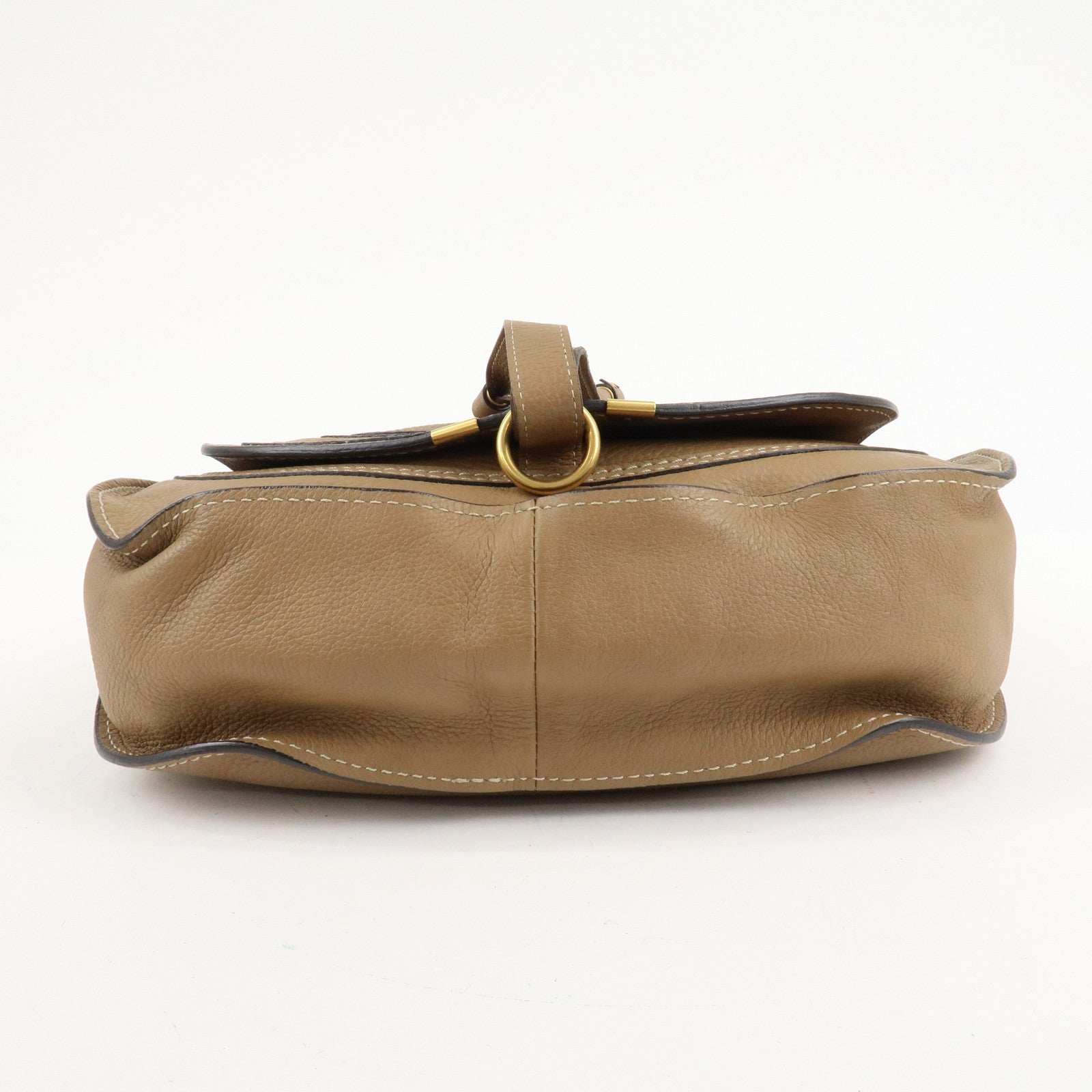Chloe Marcie Leather Shoulder Bag Hand Bag Beige Used