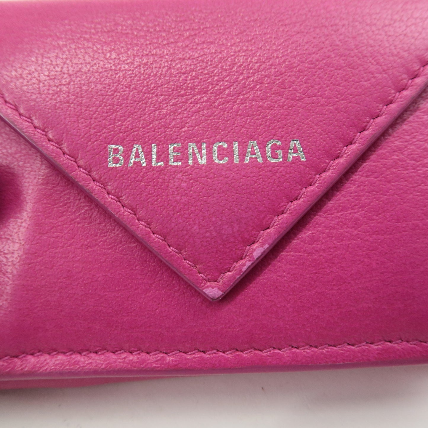 BALENCIAGA Leather Paper Mini Wallet Rose Magenta 391446