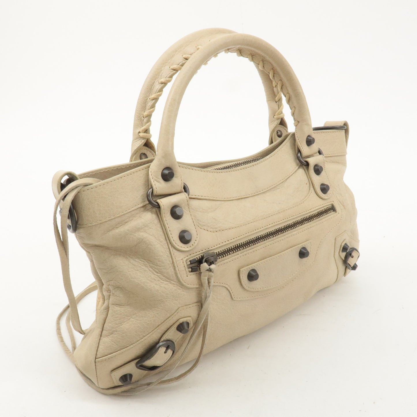 BALENCIAGA The First Leather 2Way Bag Hand Bag Ivory 103208
