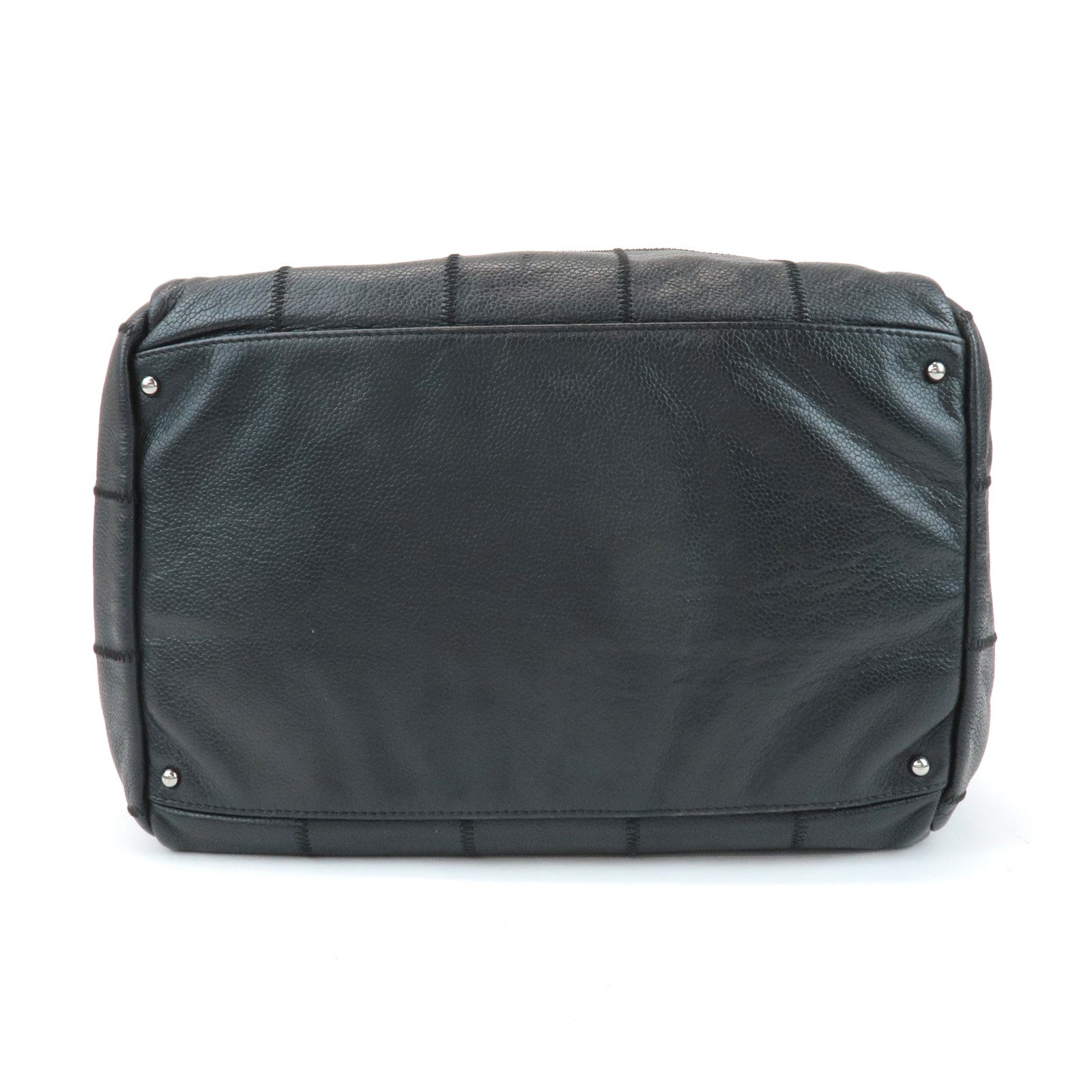 CHANEL Chocolate Bar Caviar Skin Mini Boston Bag Black A26135 Used