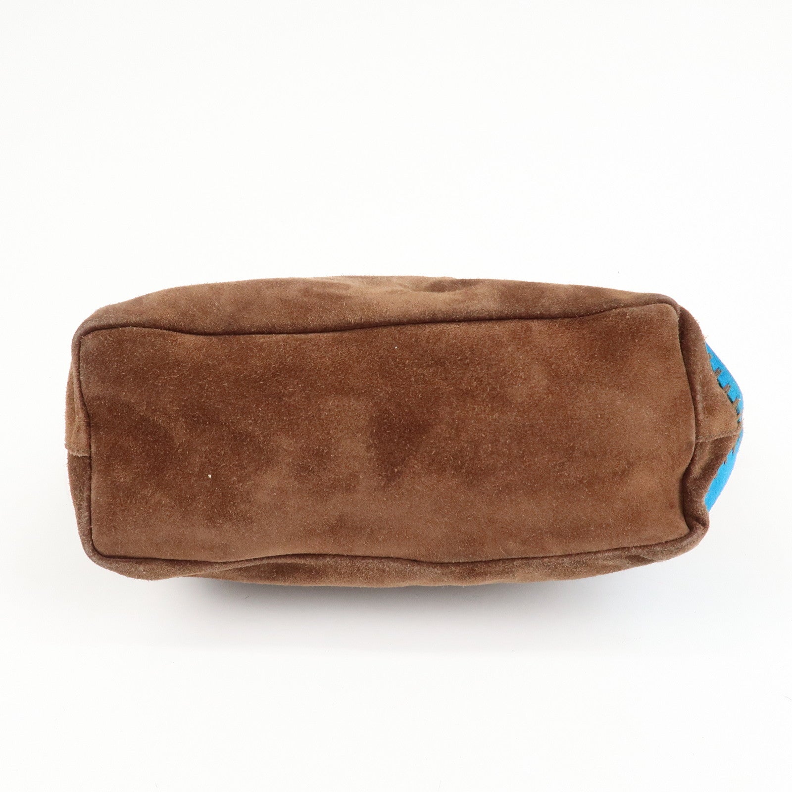 CELINE Suede Leather Shoulder Bag Macadam Engraved Flower Brown Used