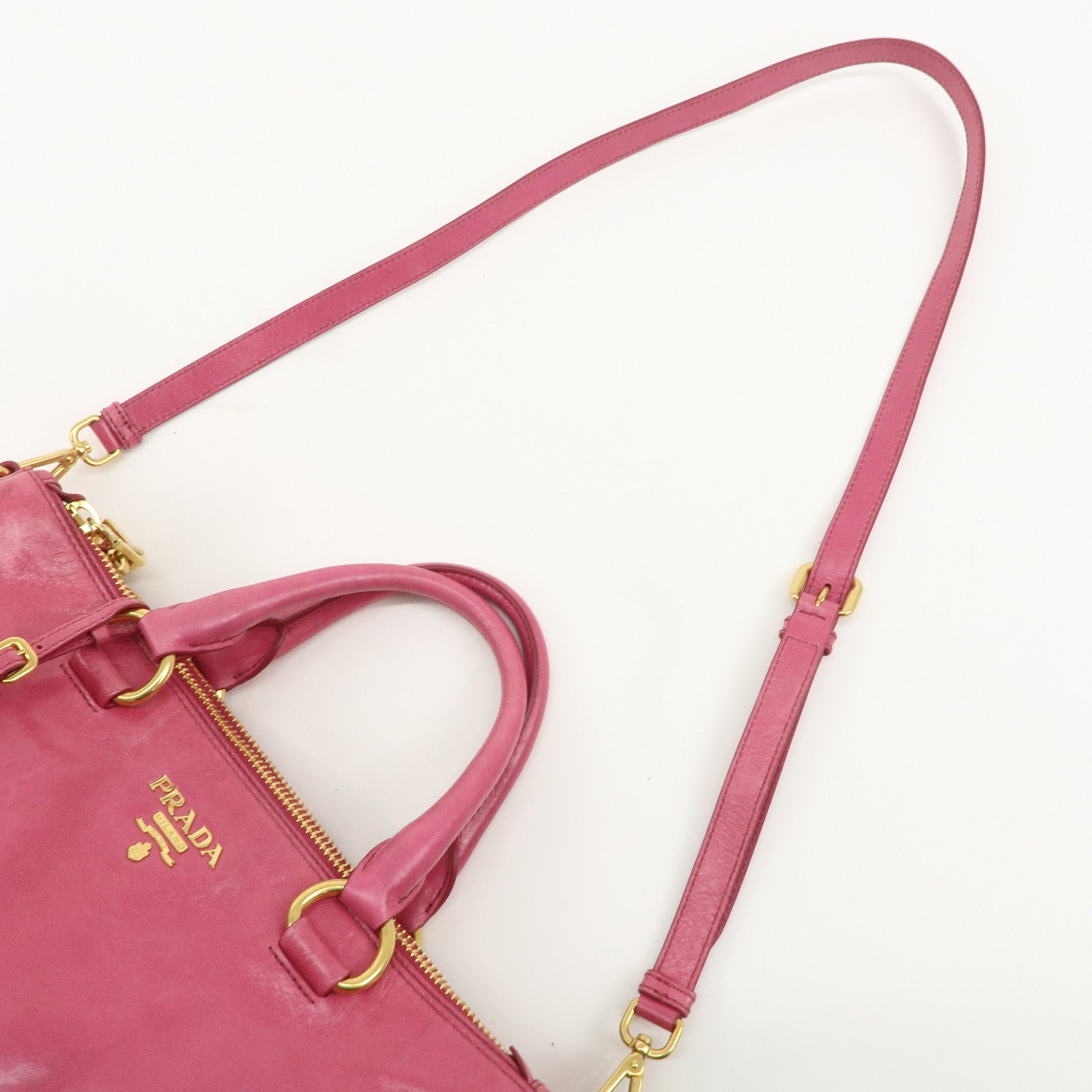 PRADA Leather 2Way Hand Bag Shoulder Bag Pink BN2324