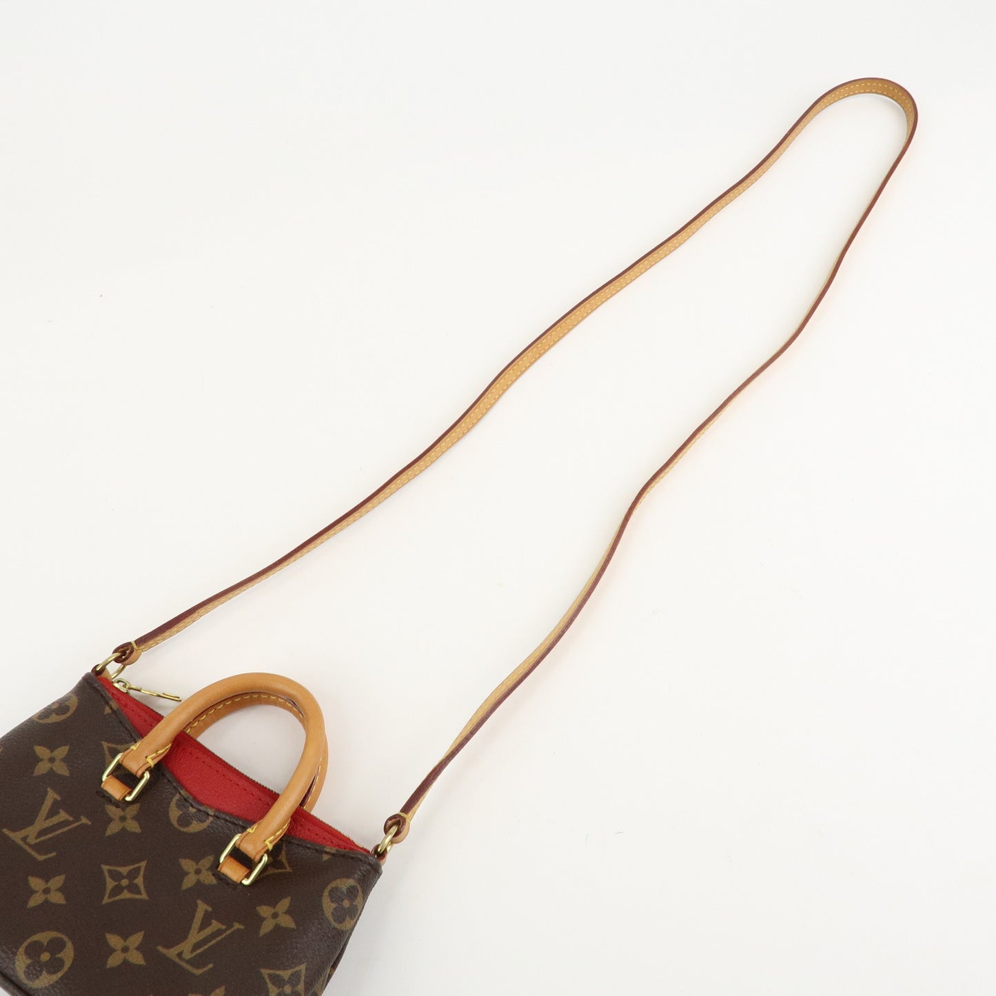 Louis Vuitton Nano Pallas Shoulder Bag Brown Cerise M61254