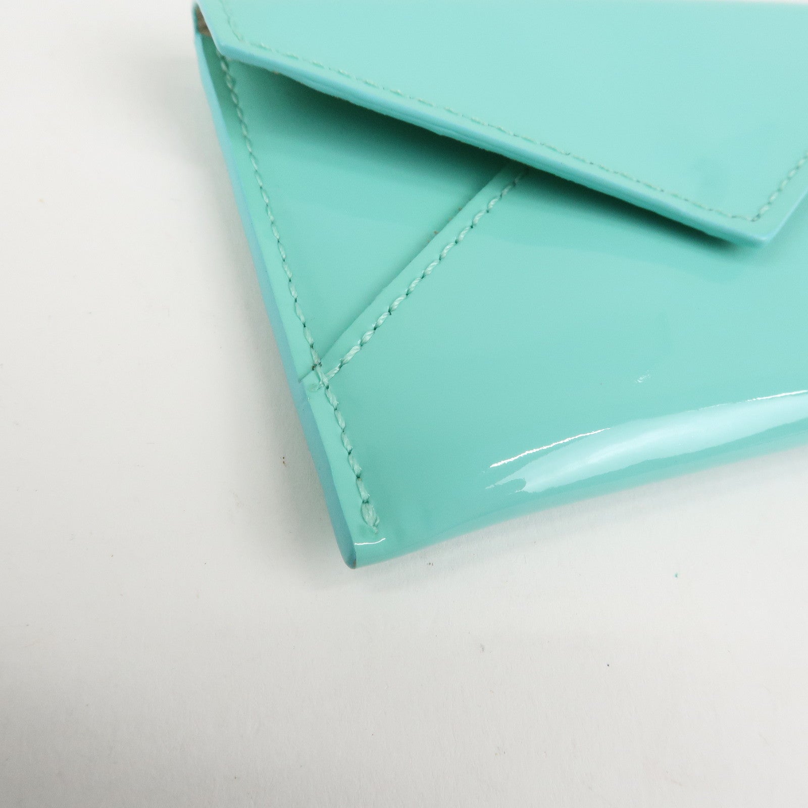 Tiffany&Co. Patent Leather Card Case Card Holder Blue Used