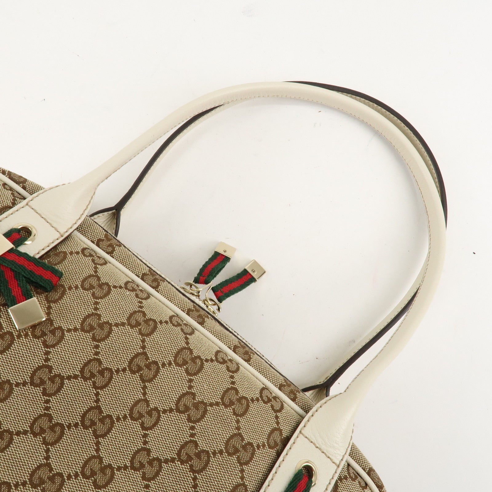 GUCCI Princy Sherry GG Canvas Leather Mini Boston Bag Beige 161720 Used