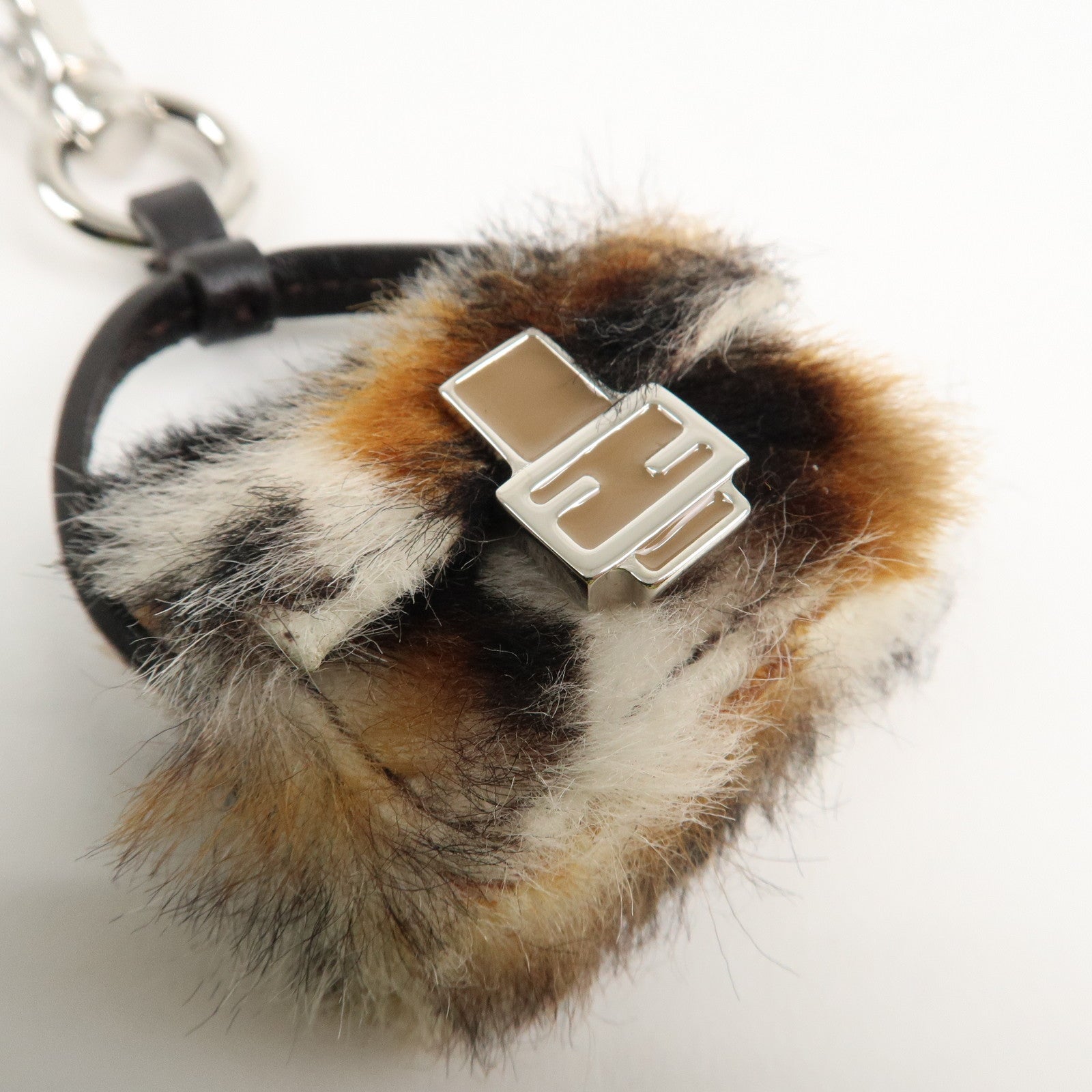 FENDI Pony Hair Leather Pico Baguette Charm Brown 7AS133 Used