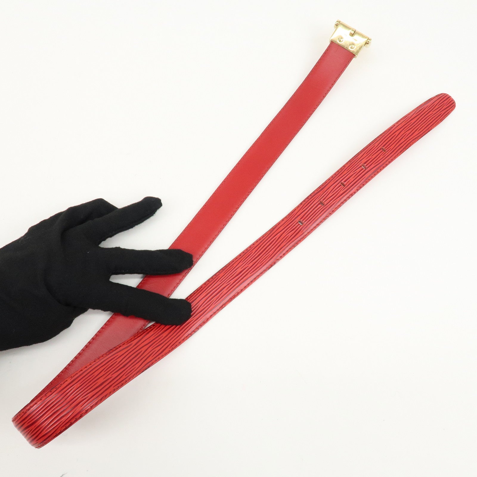 Louis Vuitton Epi Santulle Classic Belt 85/34 Red R15007