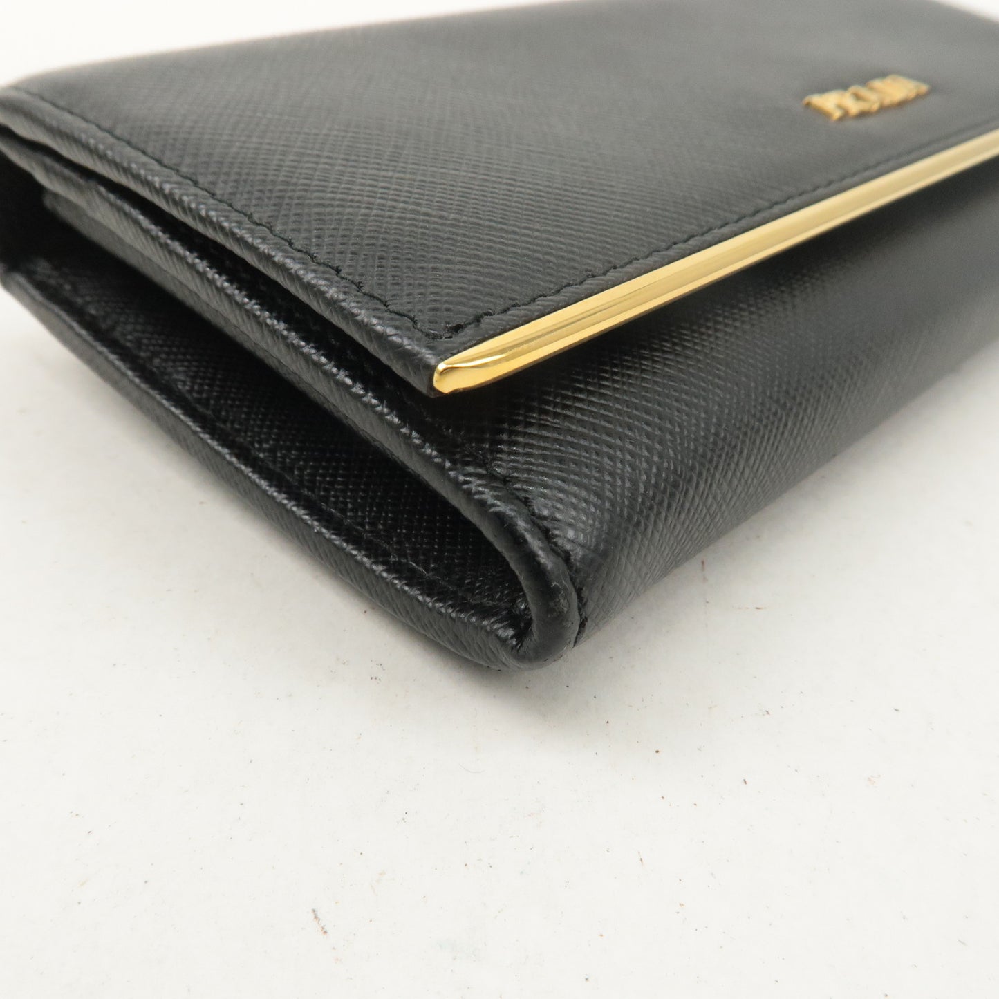 PRADA Saffiano Leather Bi-fold Long Wallet Black 1MH132