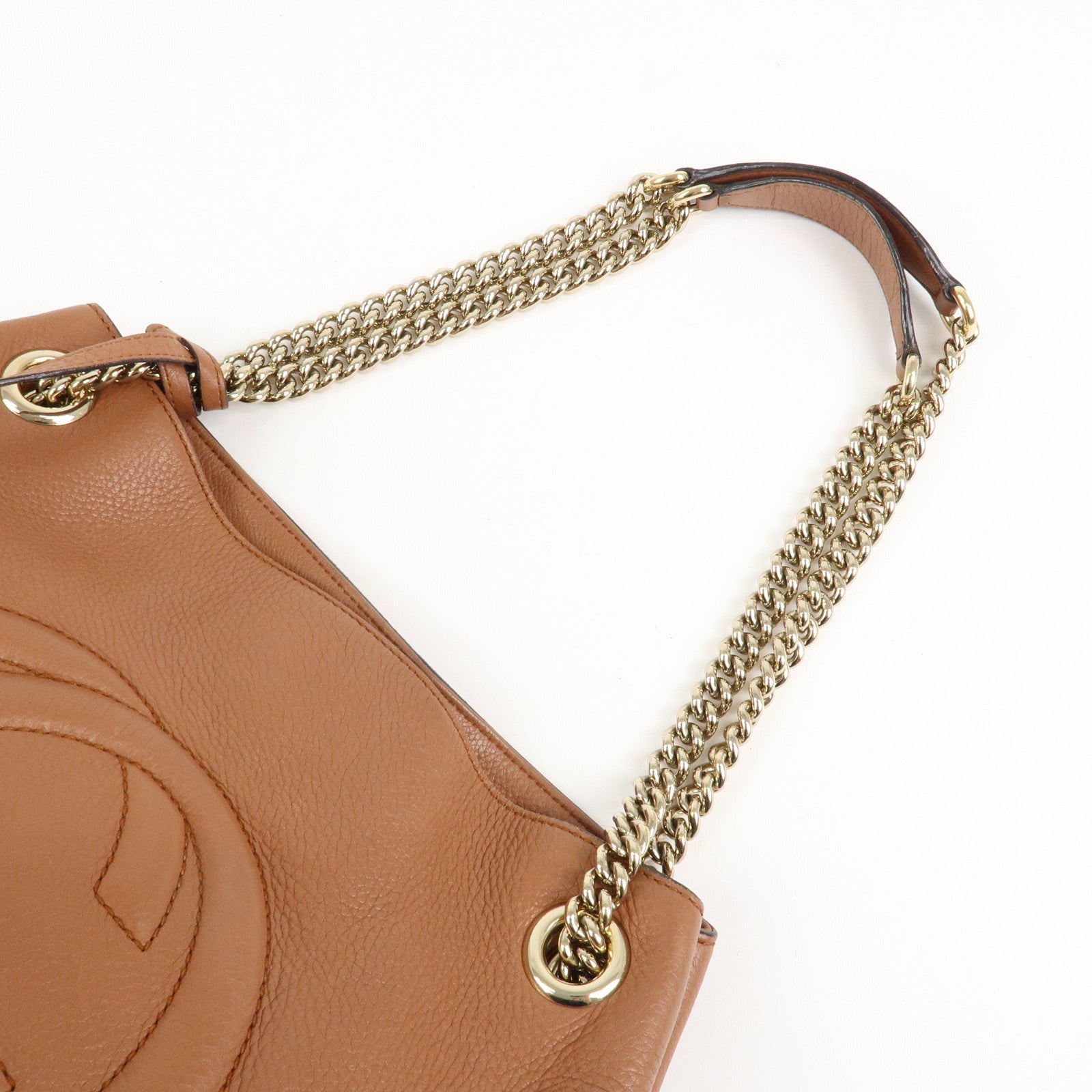 GUCCI SOHO Leather Chain Shoulder Bag Brown 308982