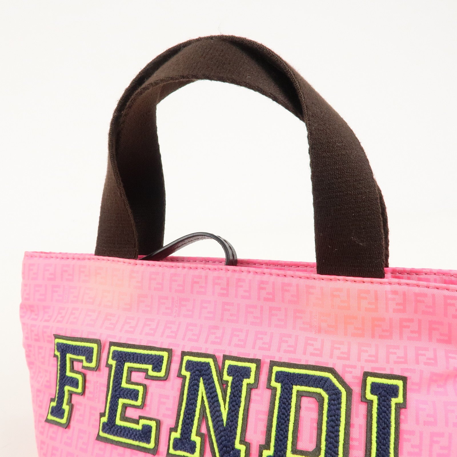 FENDI Zucchino Nylon Leather Small Handbag Pink brown 8BH245