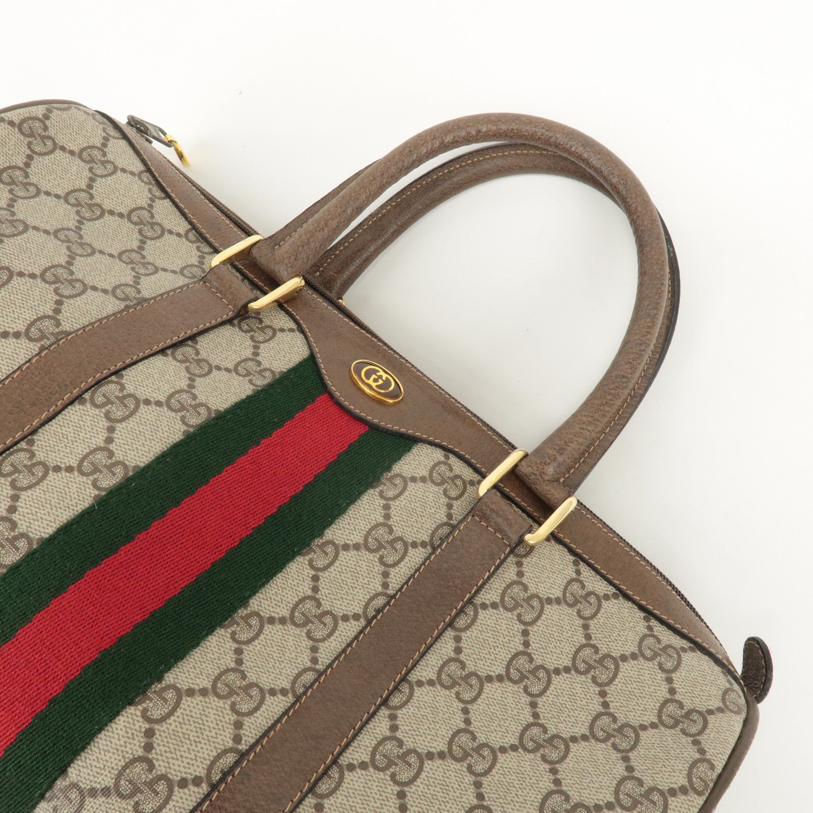 GUCCI Old Gucci Sherry GG Plus Leather Boston Bag 58.02.007