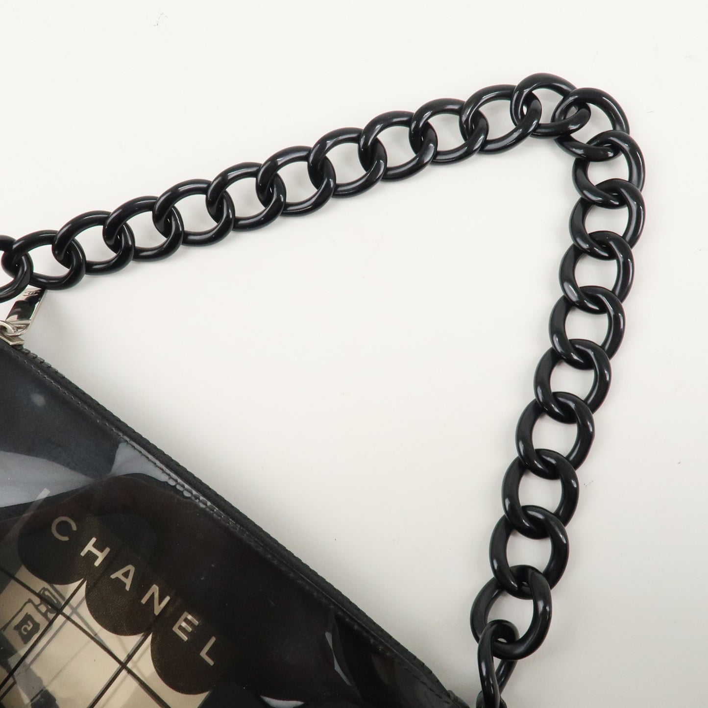 CHANEL Windows Line Vinyl Chain Shoulder Bag Black 8048946