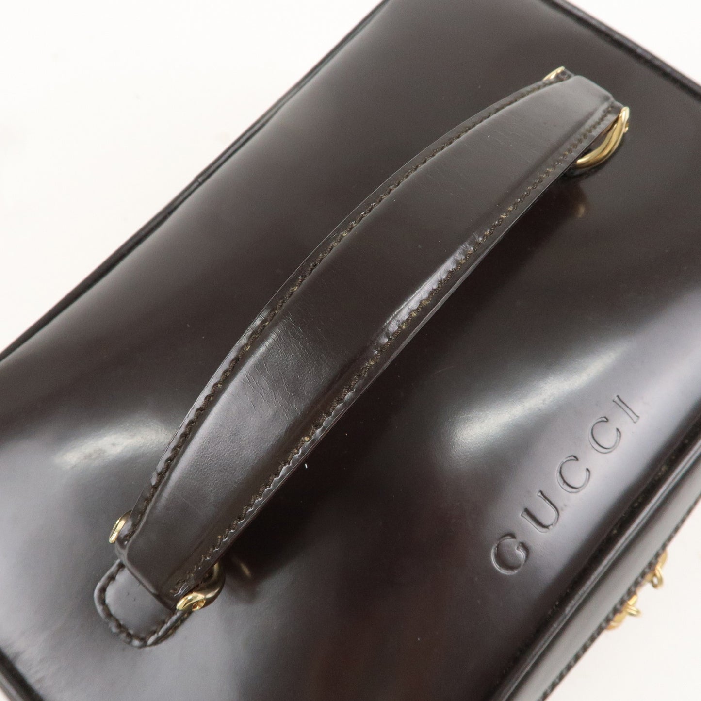 GUCCI Bamboo Leather Vanity Case Brown 032.1956.0150
