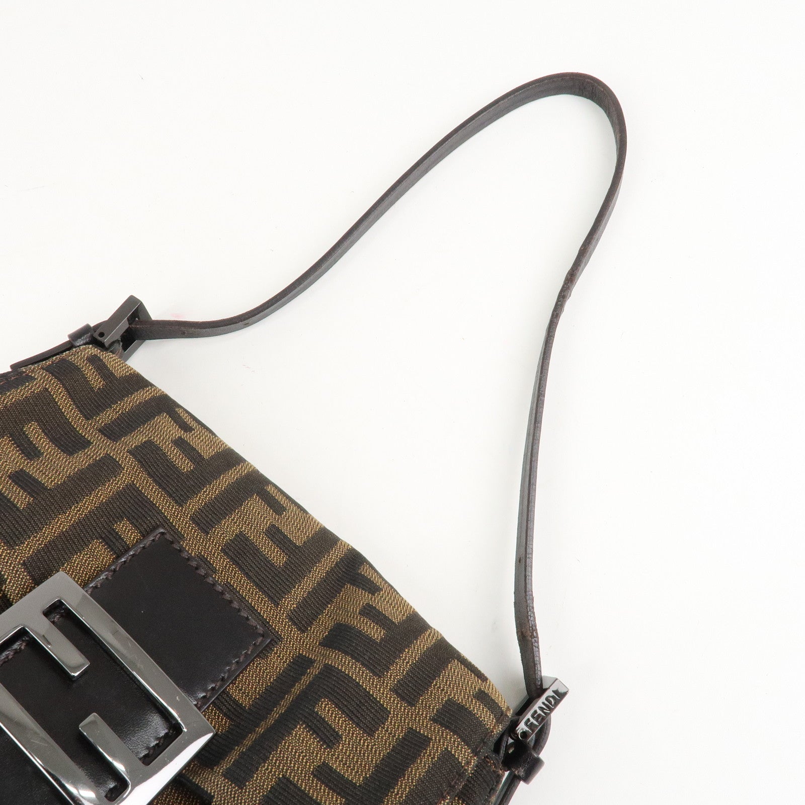FENDI Mini Mamma Baguette Zucca Shoulder Bag Black Brown 8BR180 Used