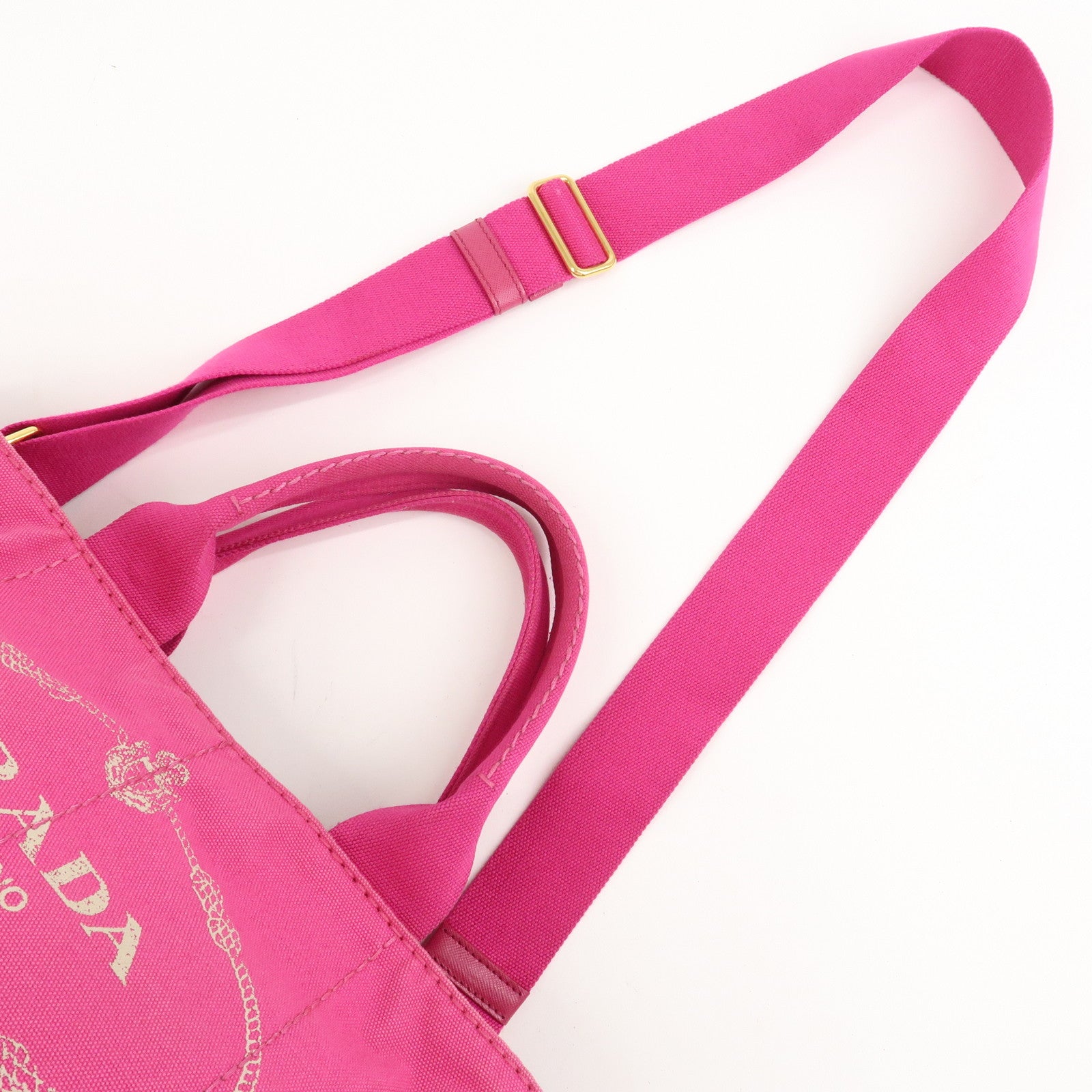 PRADA Logo Canapa Canvas 2way Tote Bag Hand Bag Pink BN2642