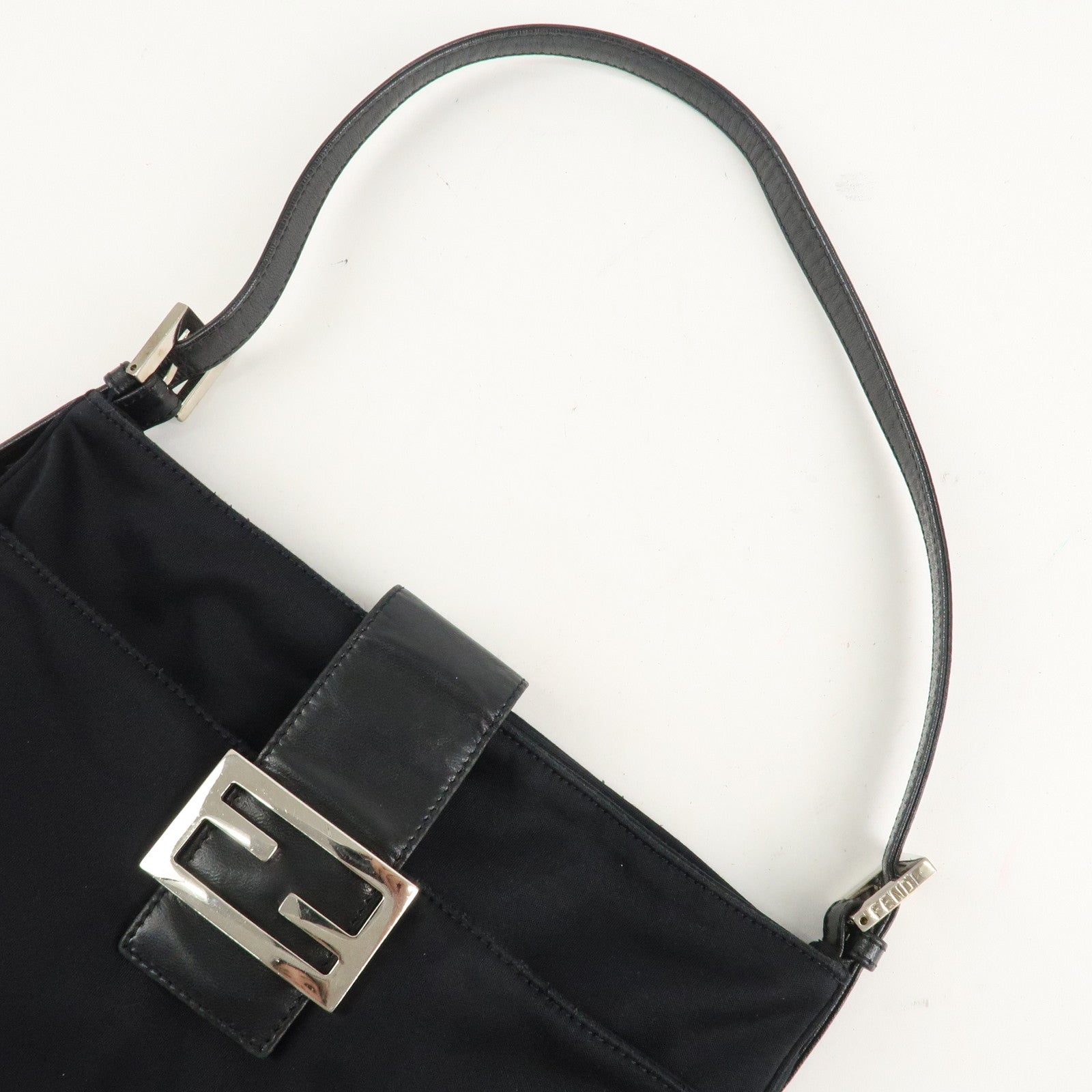 FENDI Polyester Leather Shoulder Bag Black 26727 Used