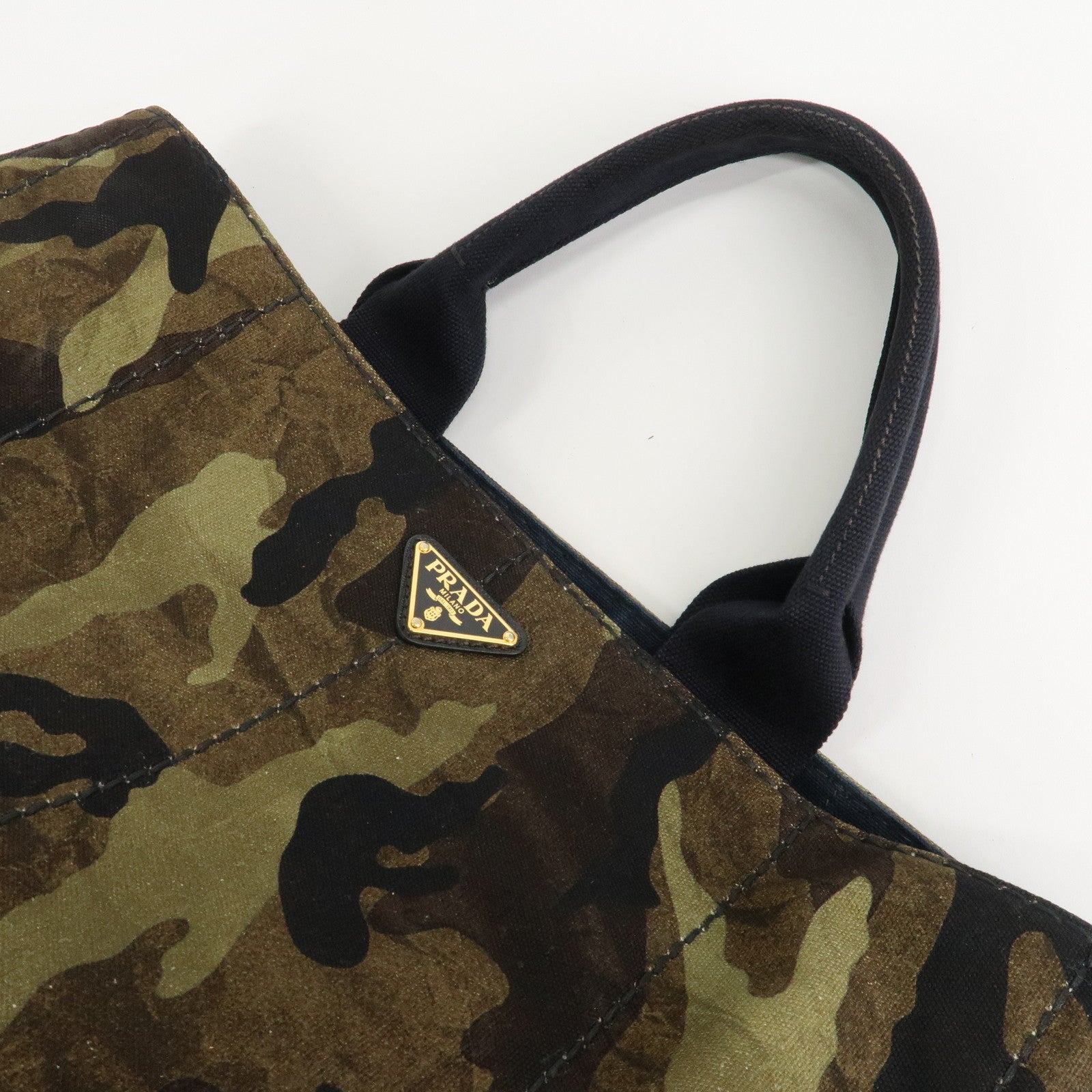 PRADA Logo Canapa Canvas Large Tote Bag Camouflage BN2020