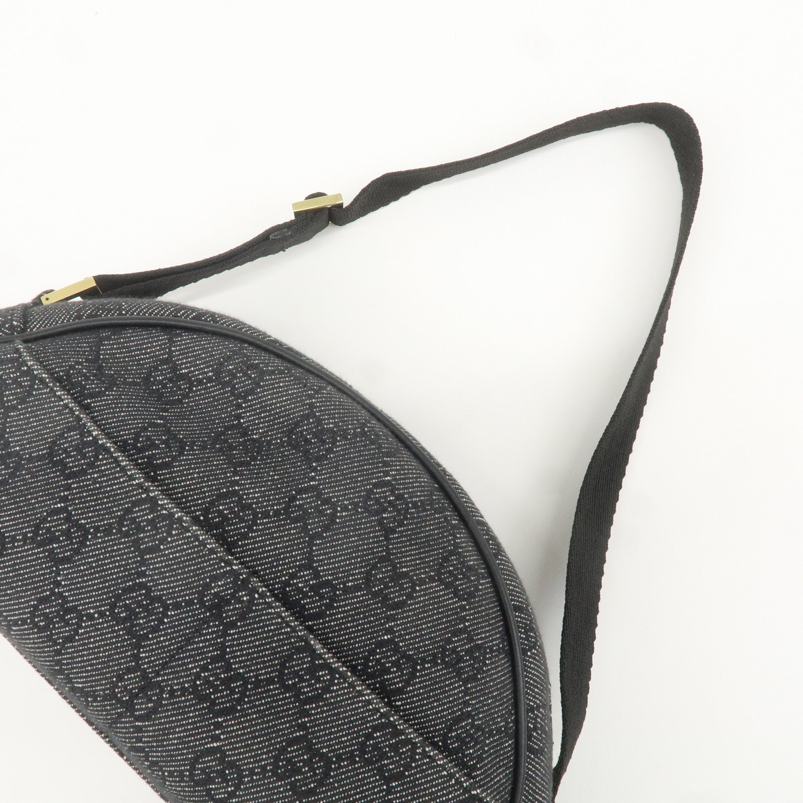 GUCCI GG Canvas Leather Hand Bag Shoulder Bag Black 90781