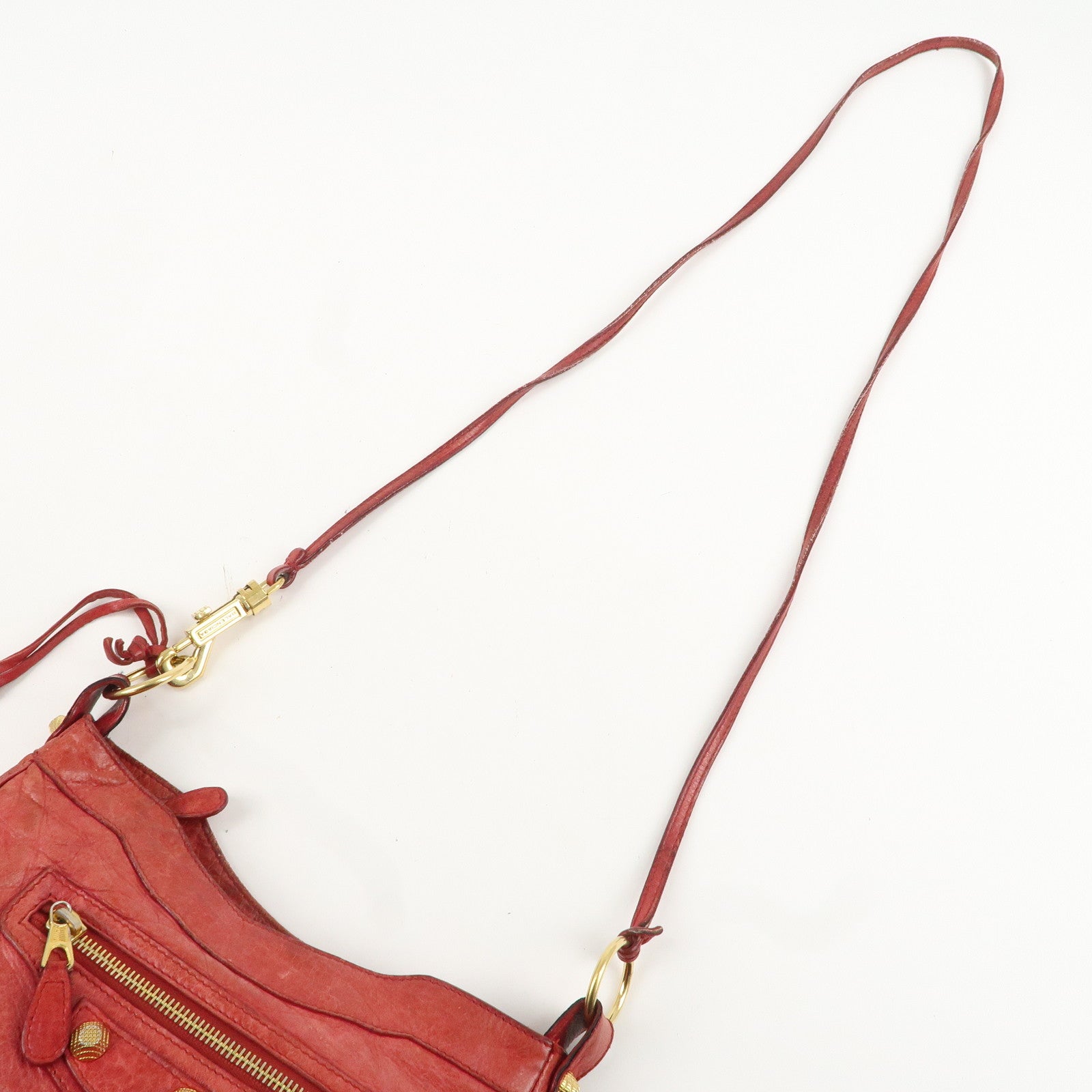 BALENCIAGA The Giant Hip Leather Shoulder Bag Red 237203