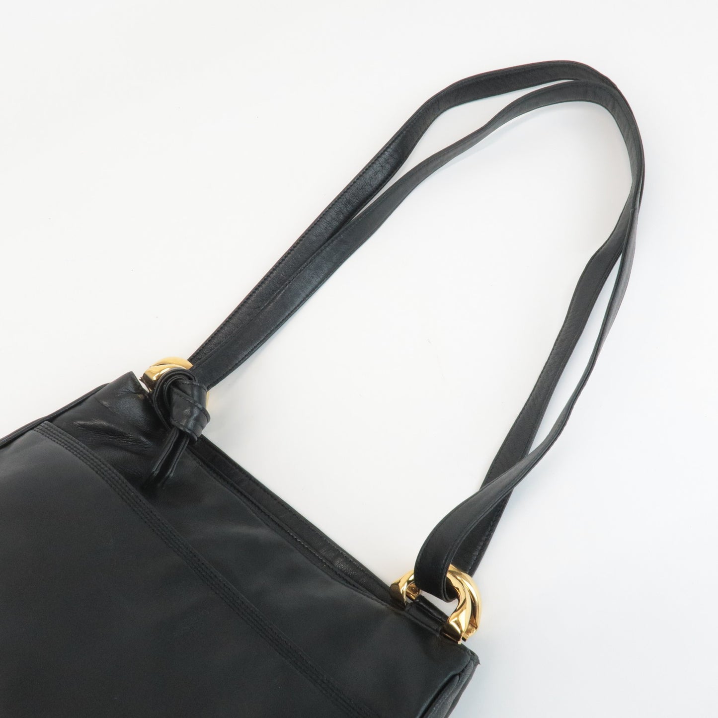 LOEWE Anagram Leather Shoulder Bag Black Gold Hardware