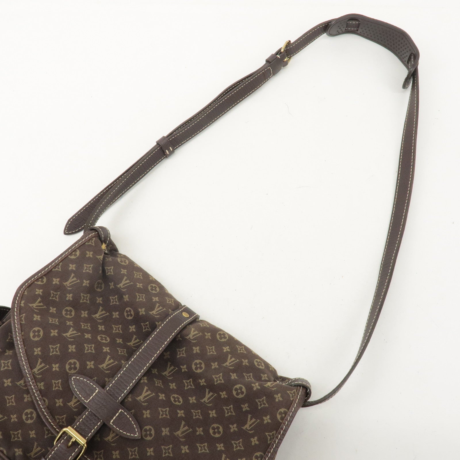 Louis Vuitton Monogram Mini Lin Saumur 30 Ebene Brown M95227