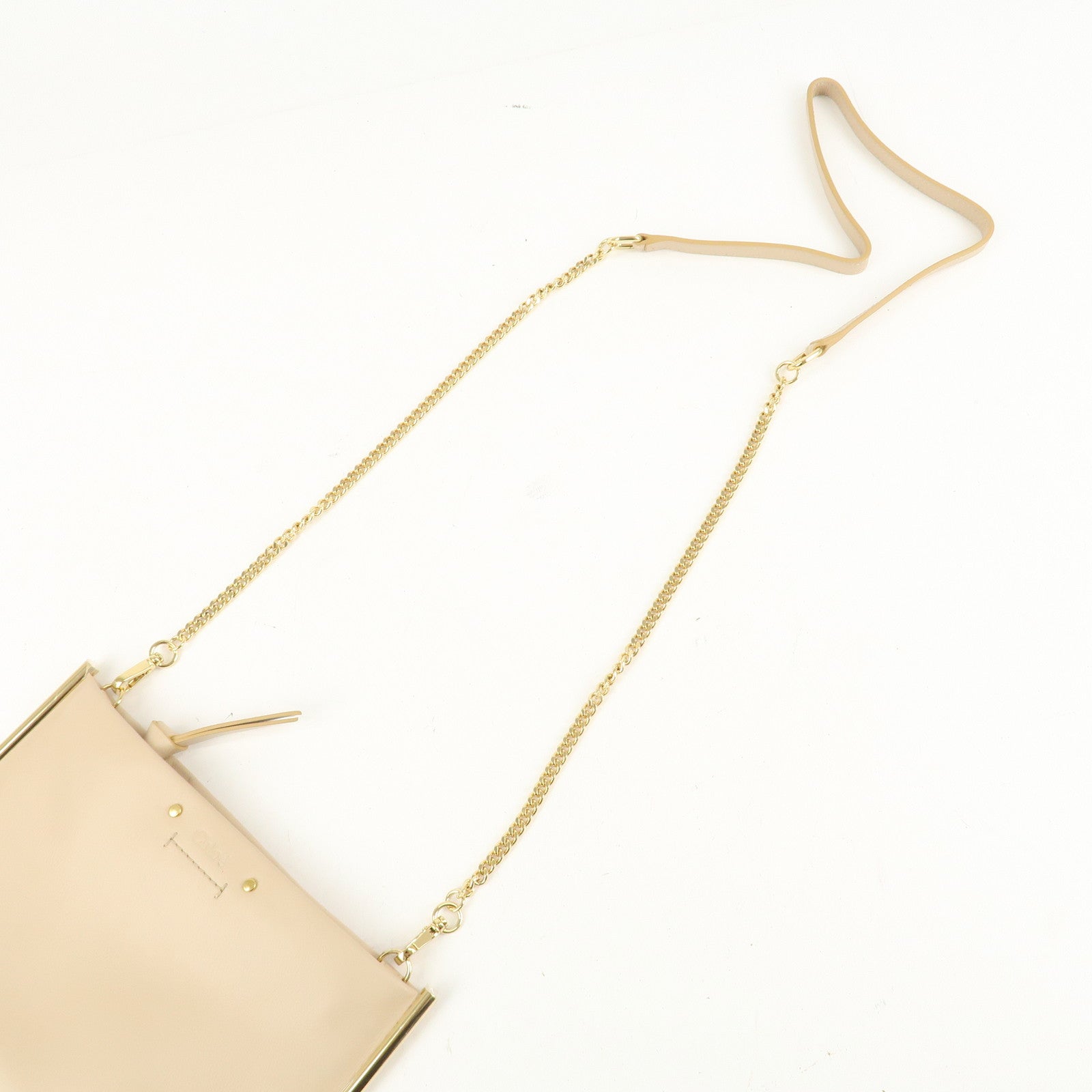 Chloe Leather Chain Shoulder Bag  Mini Bag Gold HDW Beige Used
