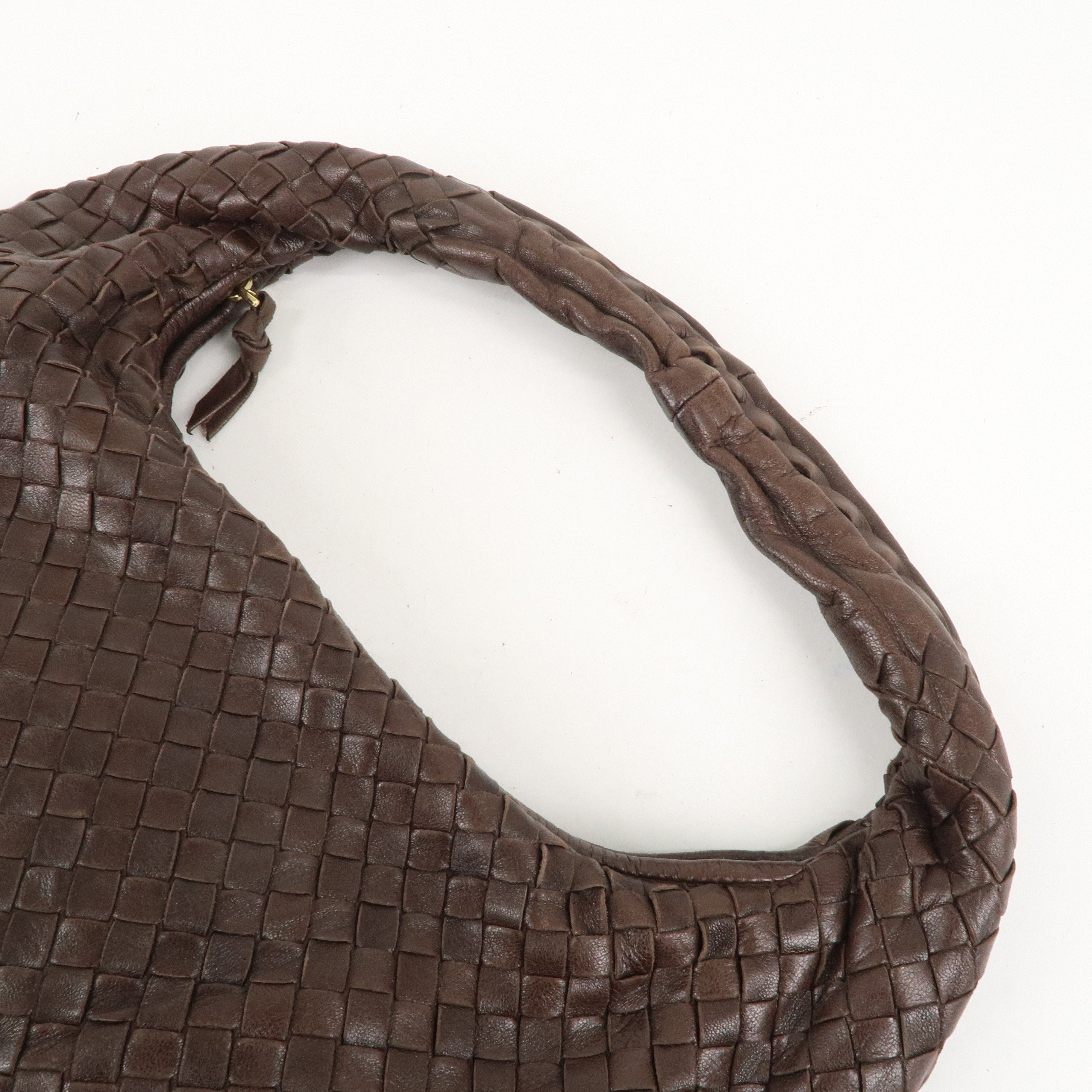 BOTTEGA VENETA Hobo Intrecciato Leather Shoulder Bag Brown 115653