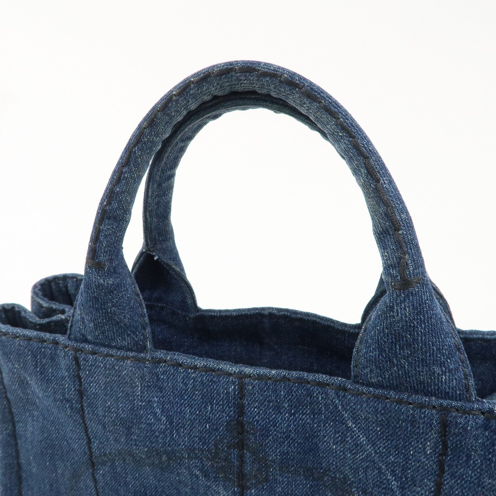 PRADA Canapa Mini Canvas 2Way Bag Hand Bag Blue B2439G