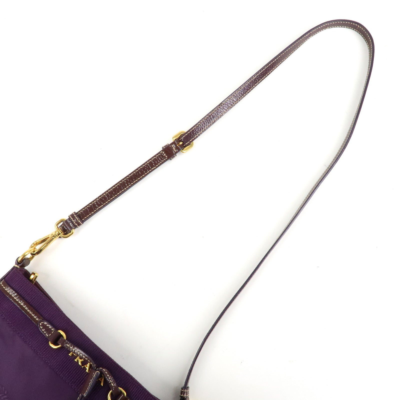 PRADA Logo Jacquard Nylon Patent Leather Shoulder Bag BT0702 Used
