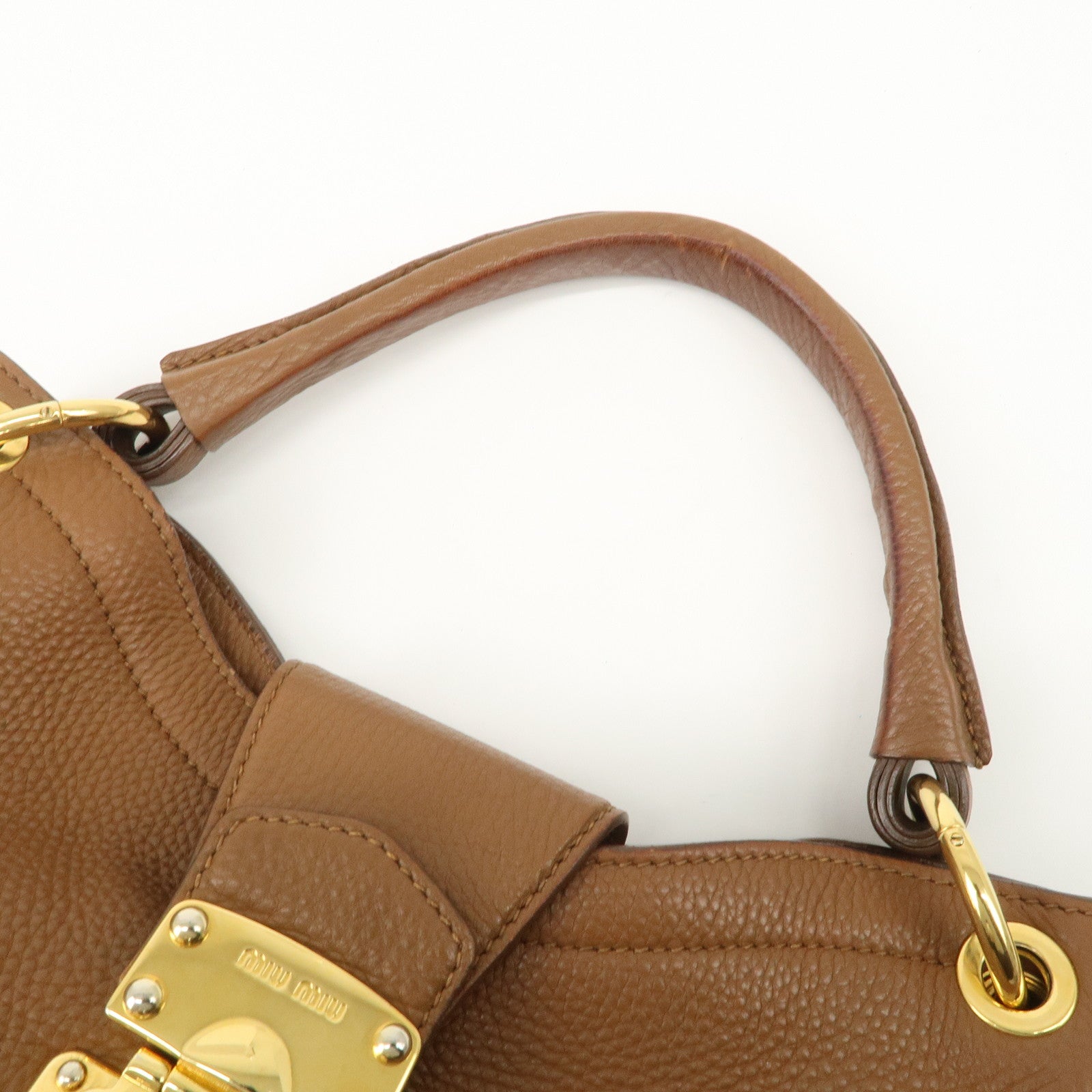 MIU MIU Leather 2WAY Bag Shoulder Bag Brown