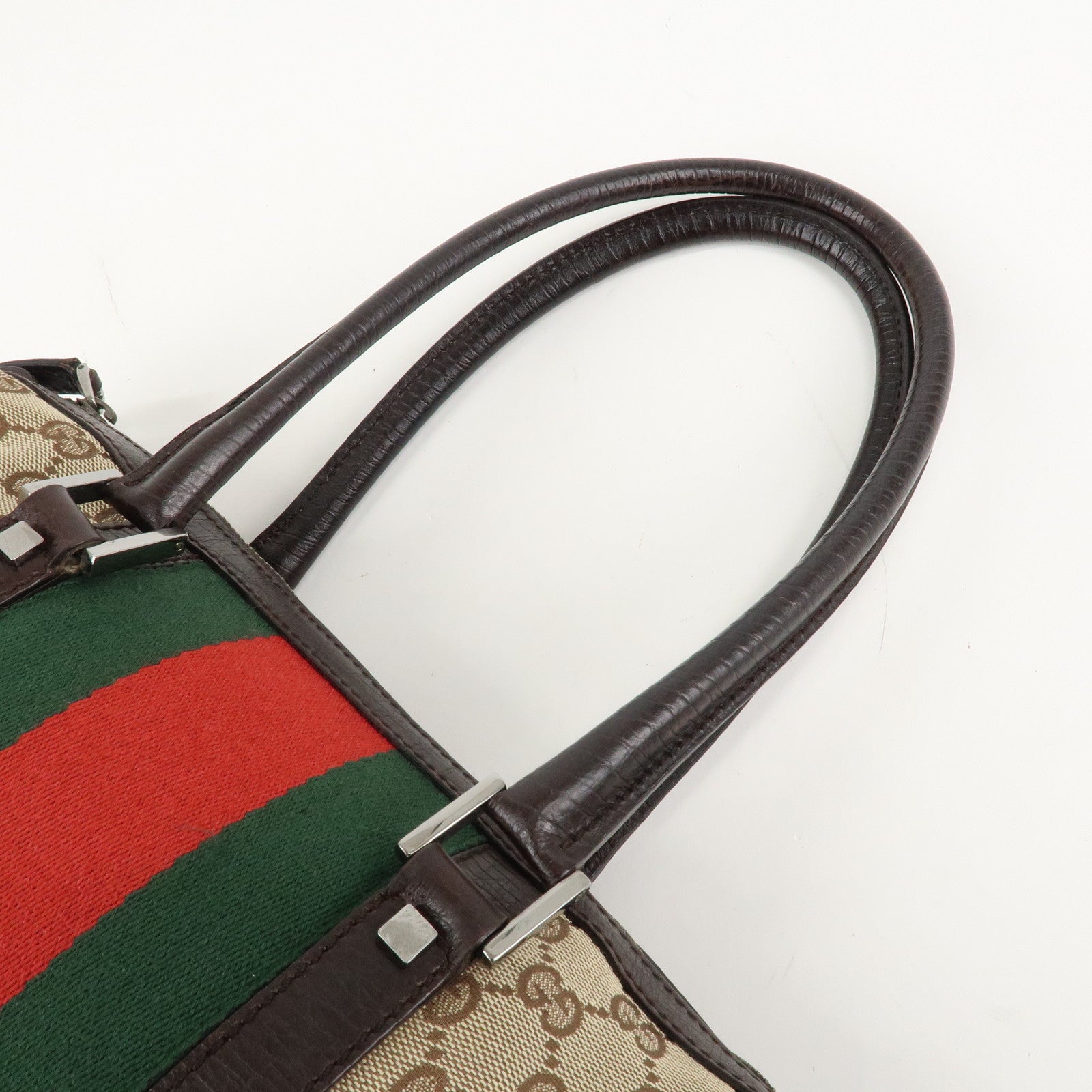 GUCCI GG Canvas Leather Mini Boston Bag Beige Brown 30458