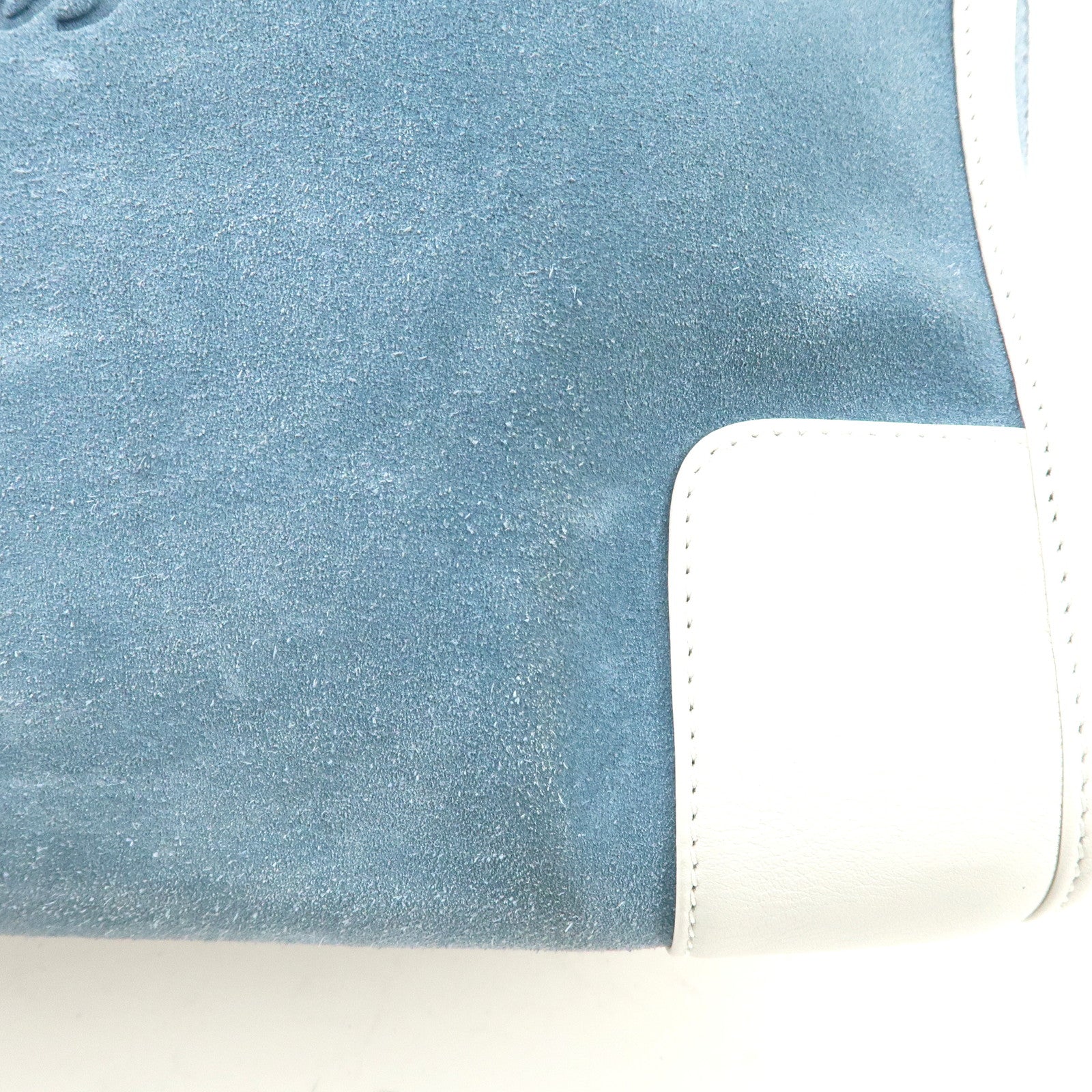 LOEWE Anagram Suede Leather Amazona 27 Hand Bag White Blue Used