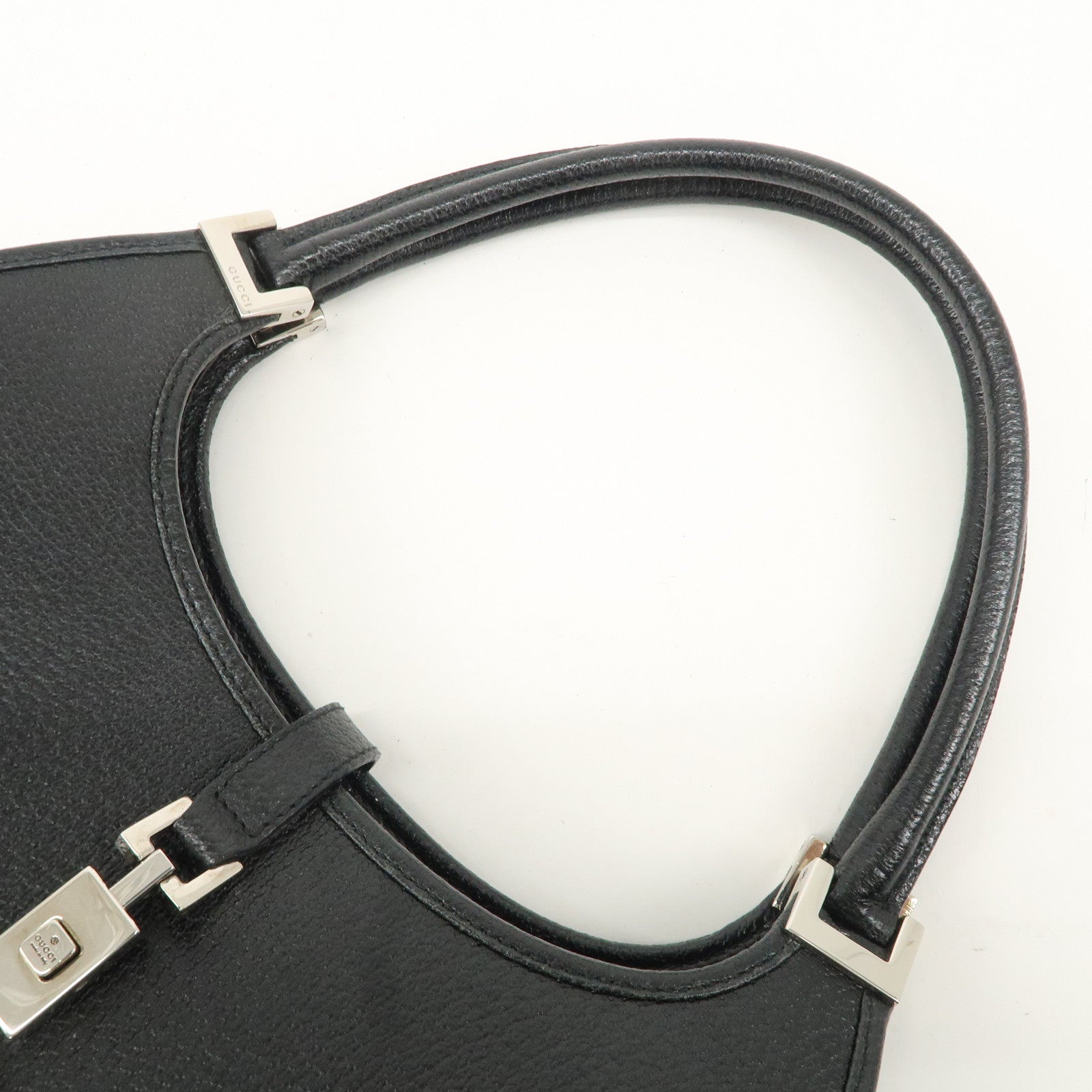 GUCCI Jackie Leather Hand Bag Shoulder Bag Black 002.1068