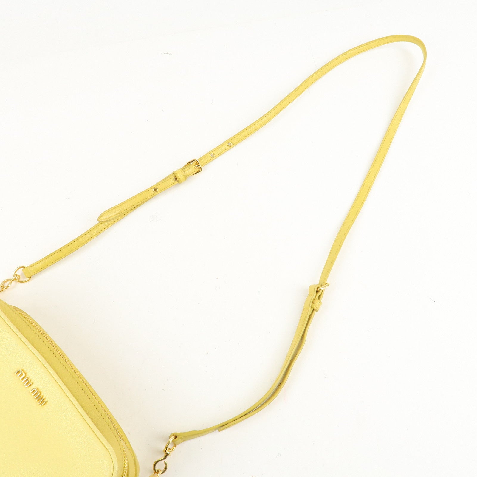 MIU MIU Leather MADRAS BICOLORE Shoulder Bag Yellow RT0539 Used