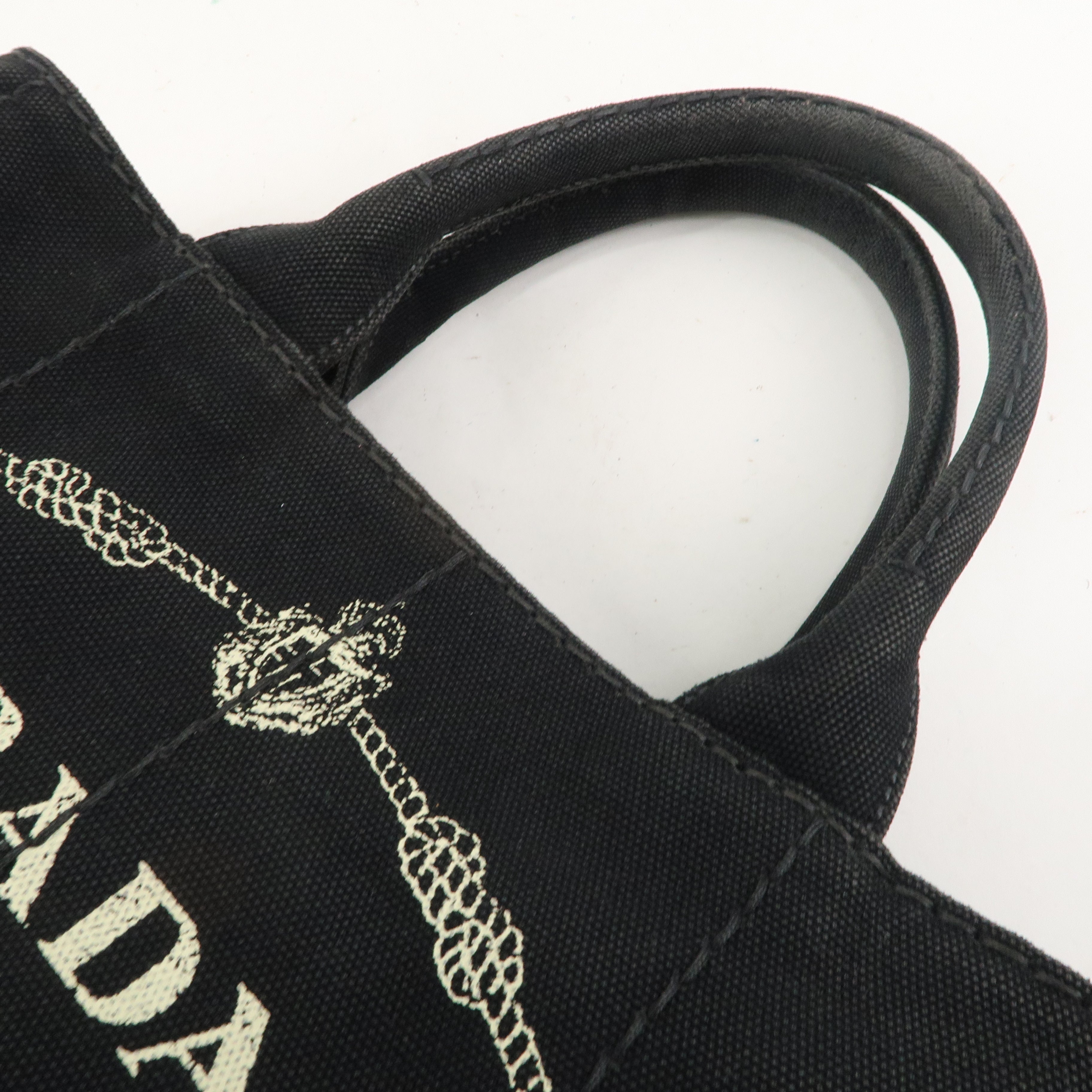 PRADA Canapa Mini Canvas 2Way Bag Shoulder Bag Black 1BG439