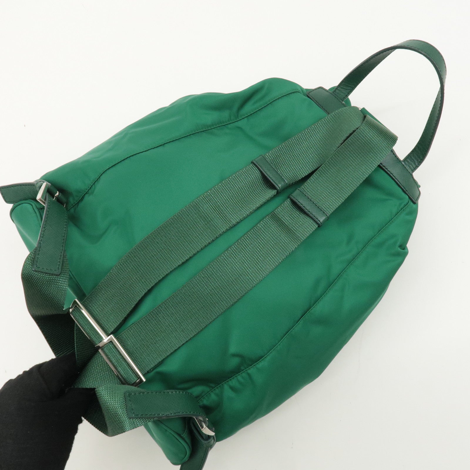 PRADA Nylon Leather Backpack Ruck Sack Green 1BZ032