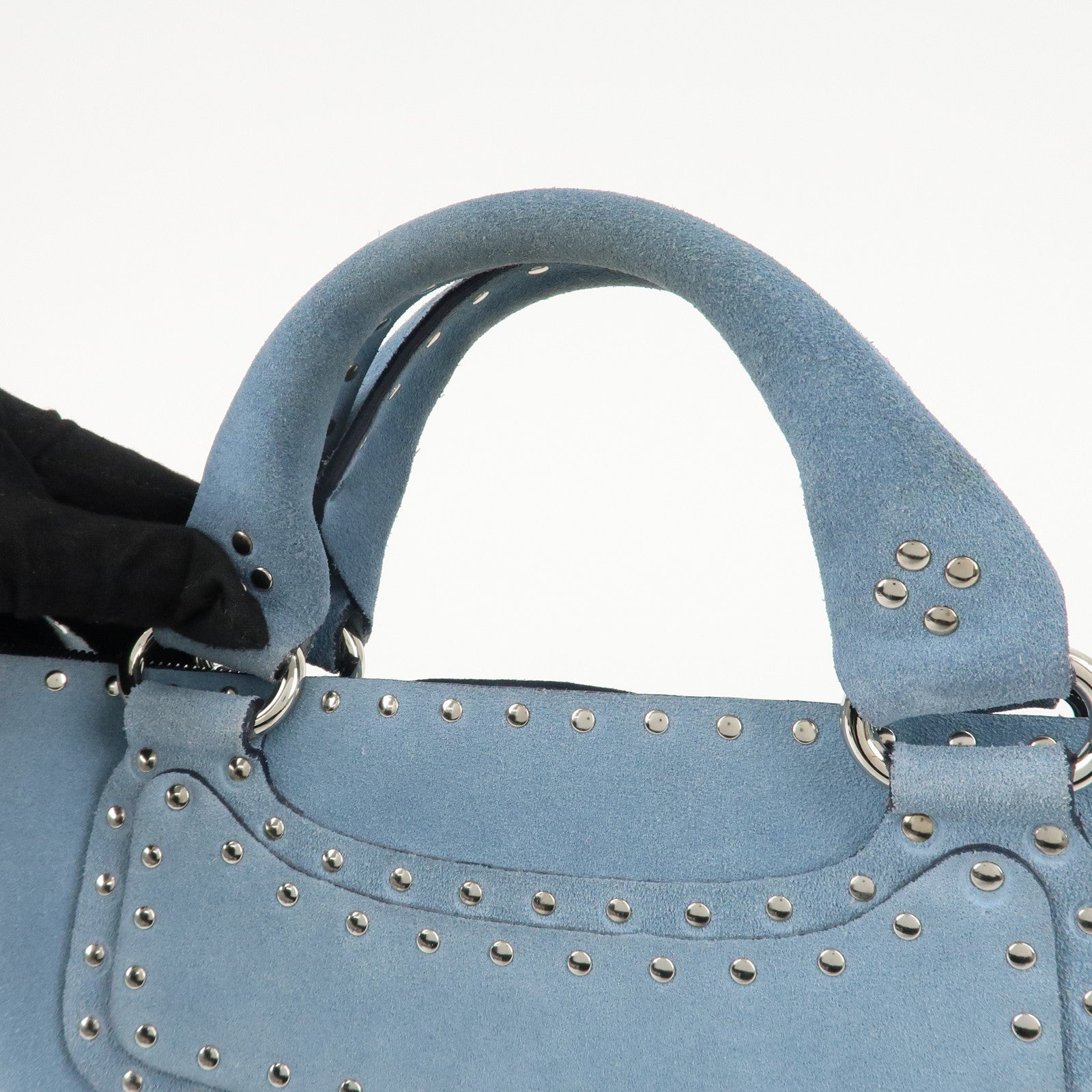 CELINE Suede Hand Bag Tote Bag Blue CE00/23