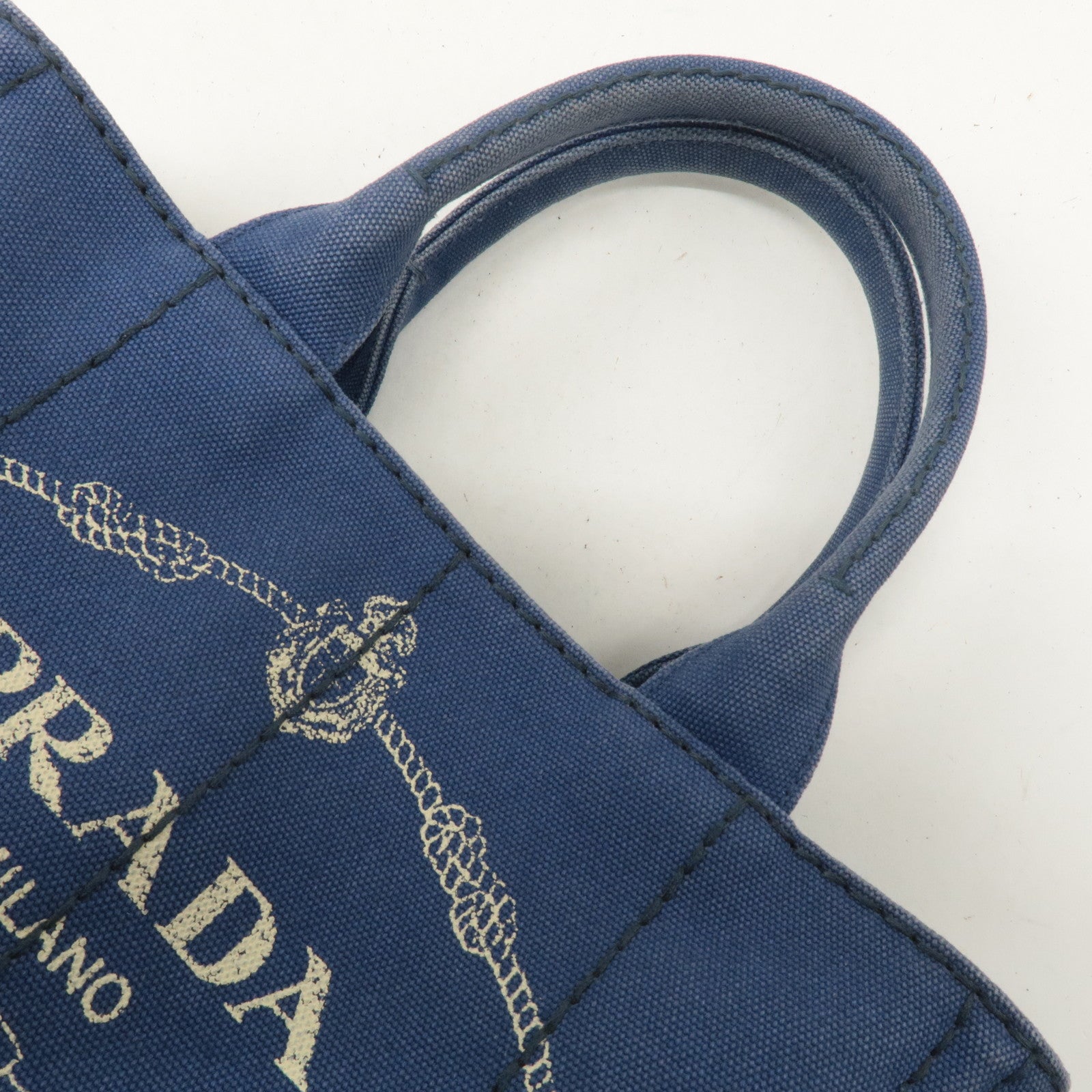 PRADA Canapa Mini Canvas 2Way Bag Hand Bag Navy 1BG439