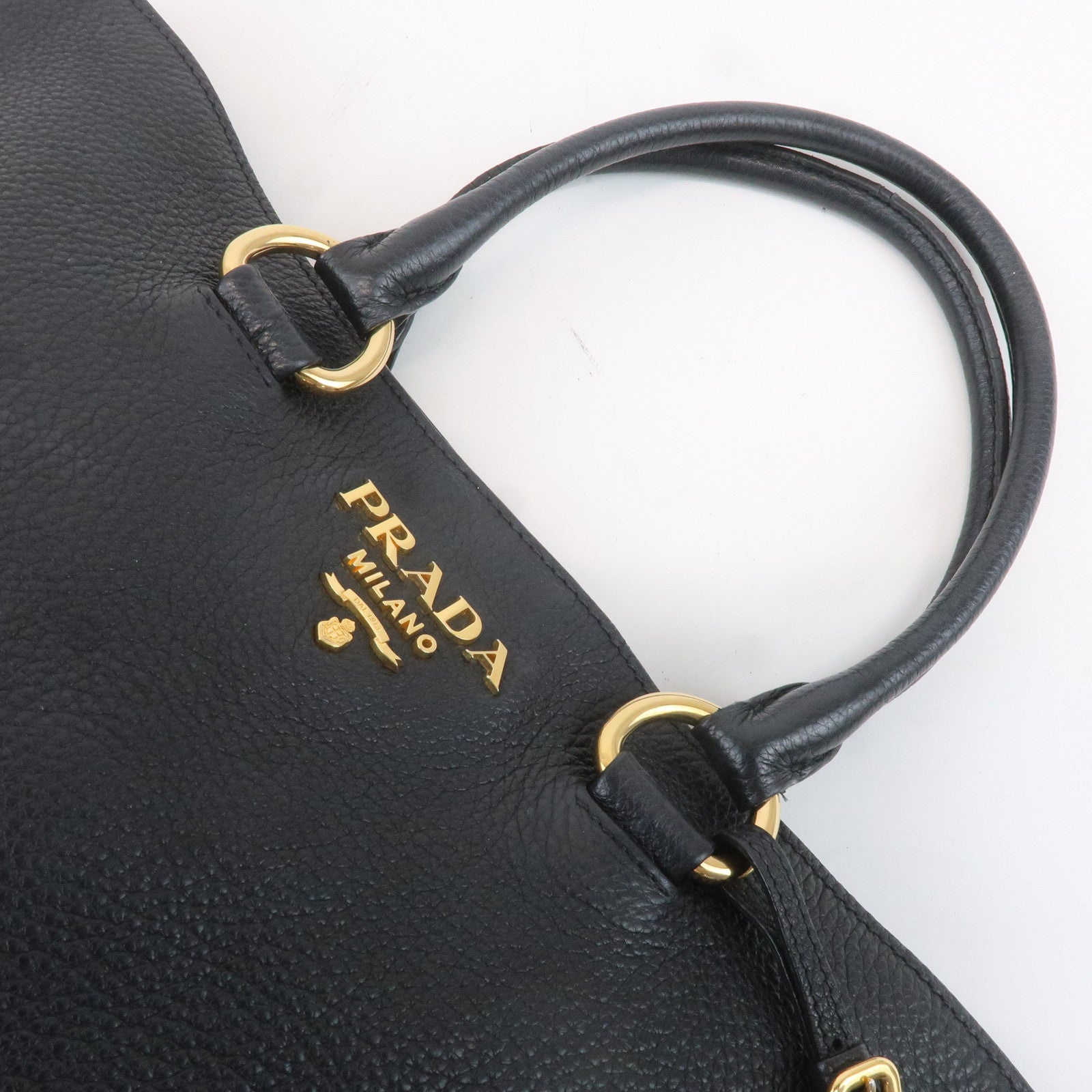 PRADA Leather 2way Bag Tote Bag Black 1BG865