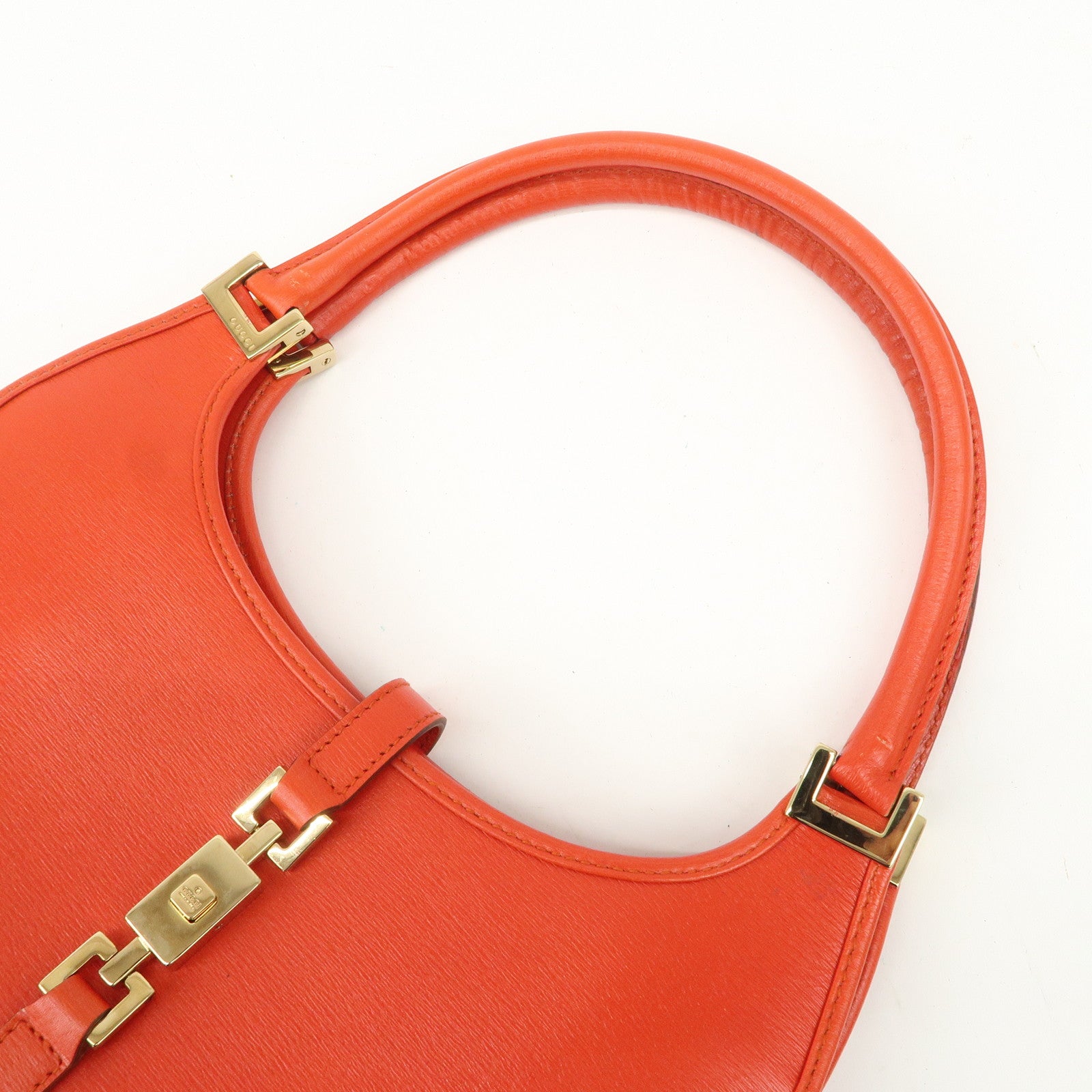 GUCCI Jackie Leather Hand Bag Shoulder Bag Red 002.1068 Used