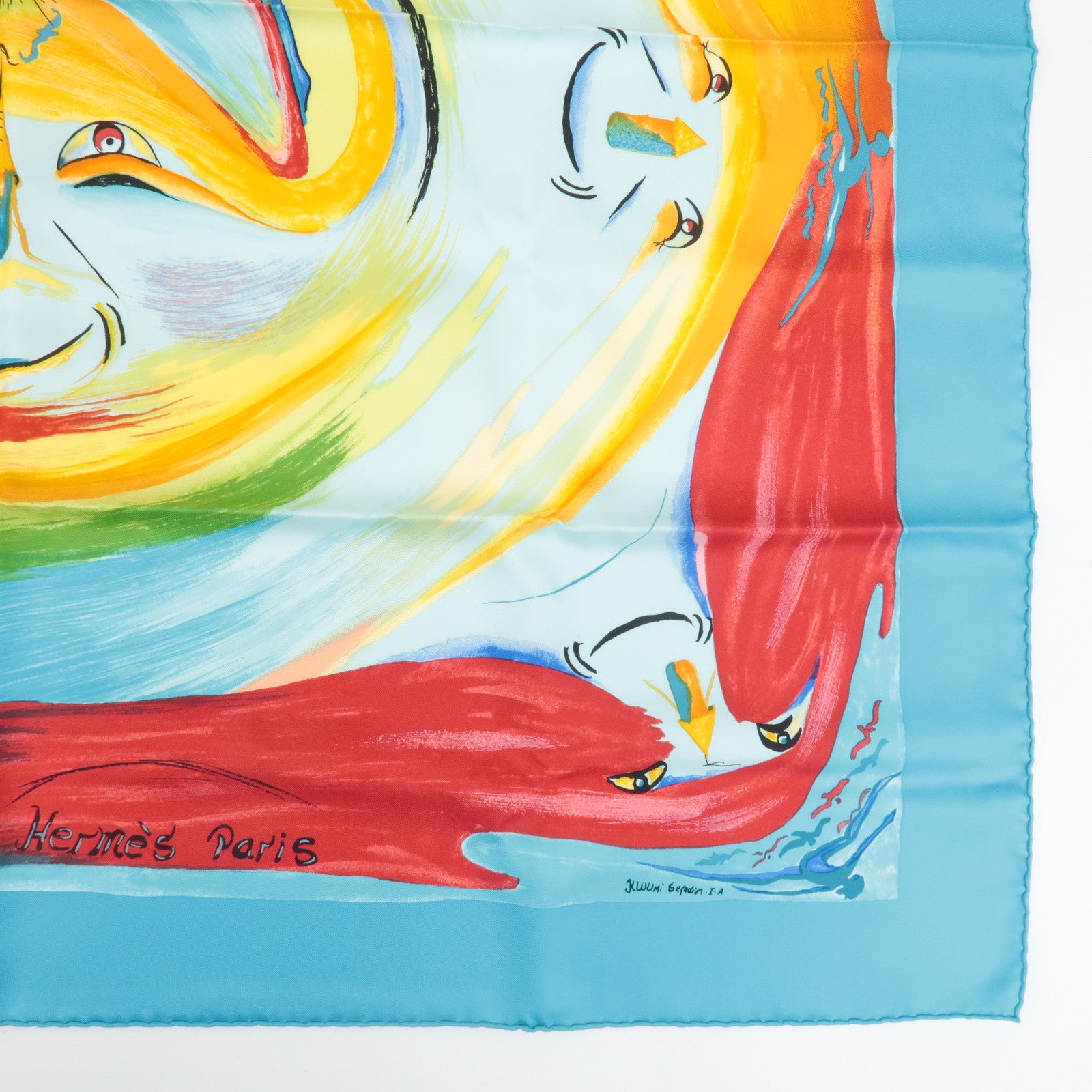 HERMES Carre 90 Silk 100% Scarf Smiles in Third Millenary Used