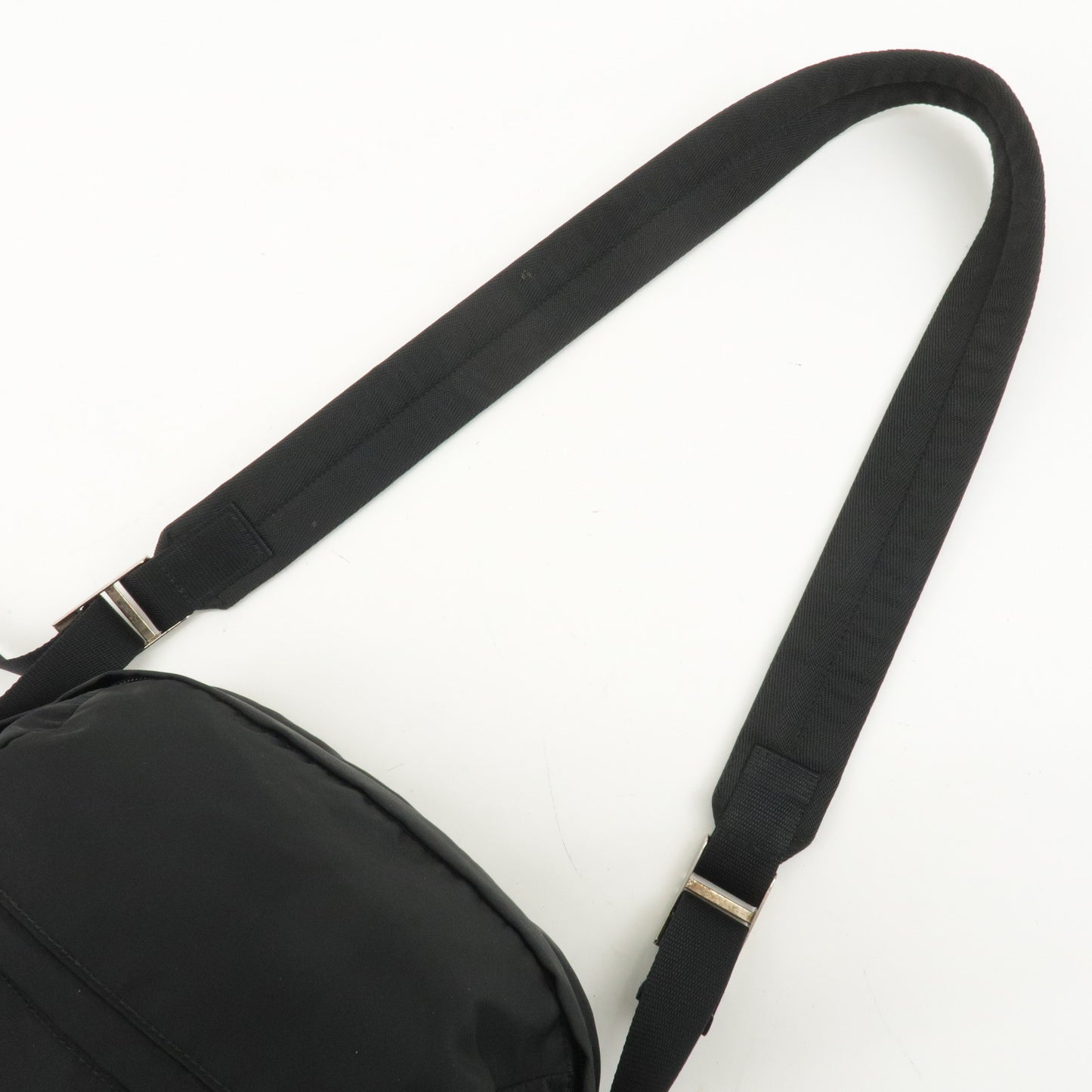 PRADA Nylon Leather Shoulder Bag Crossbody Bag Black