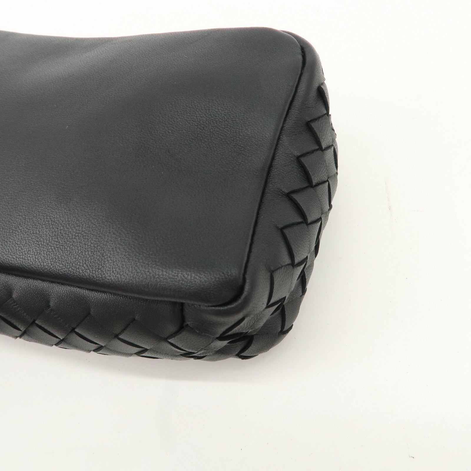 BOTTEGA VENETA Intrecciato Leather Pouch Cosmetic Pouch Black