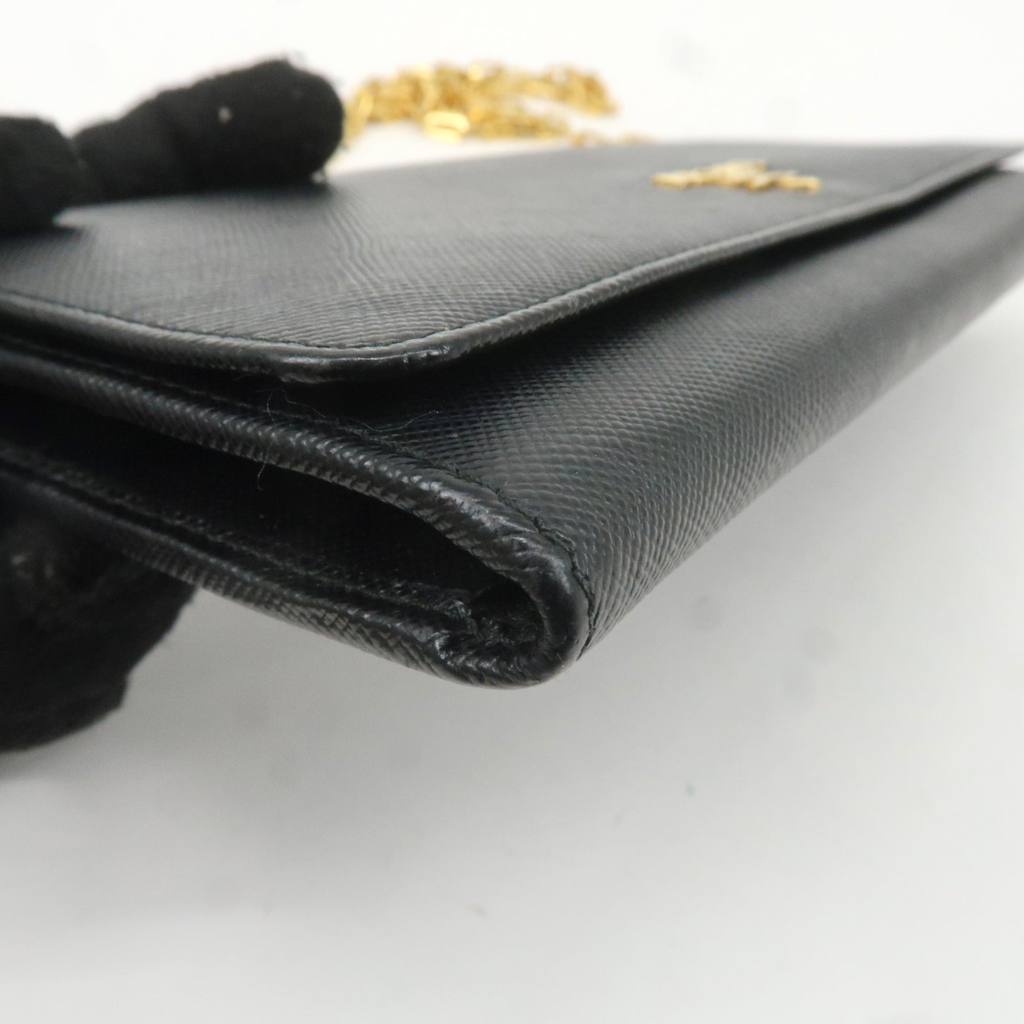 PRADA Saffiano Leather Chain Wallet Black 1MT440