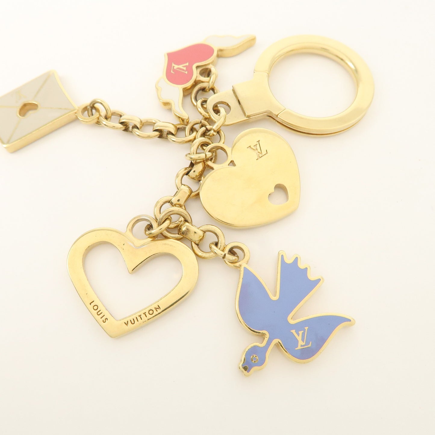 Louis Vuitton Porte Cles Message Charm Keychain Gold M66264